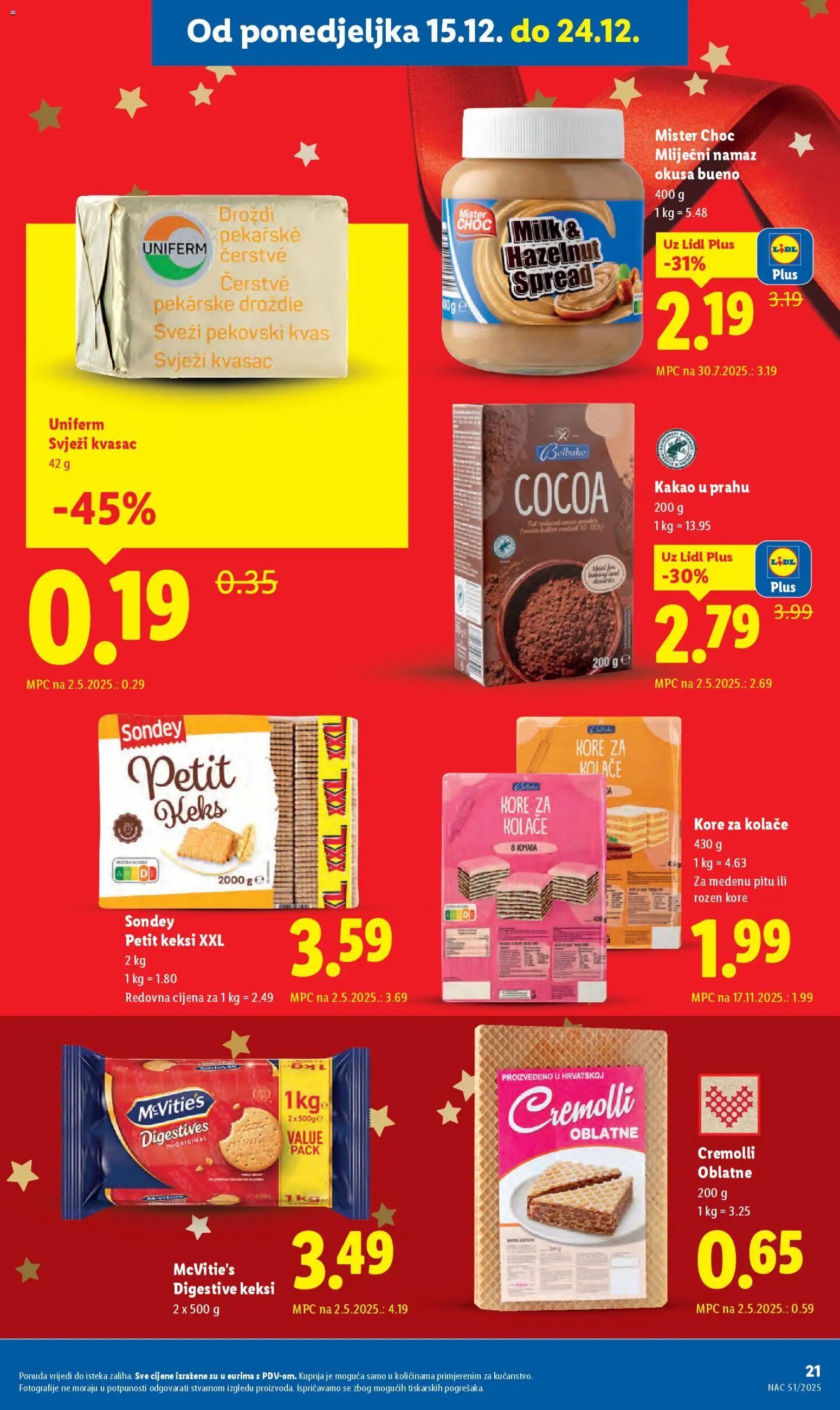 Lidl katalog | vrijedi od 15.12.2025 | Stranica: 21 | Proizvodi: Mliječni namaz, Keks, Kakao, Namaz
