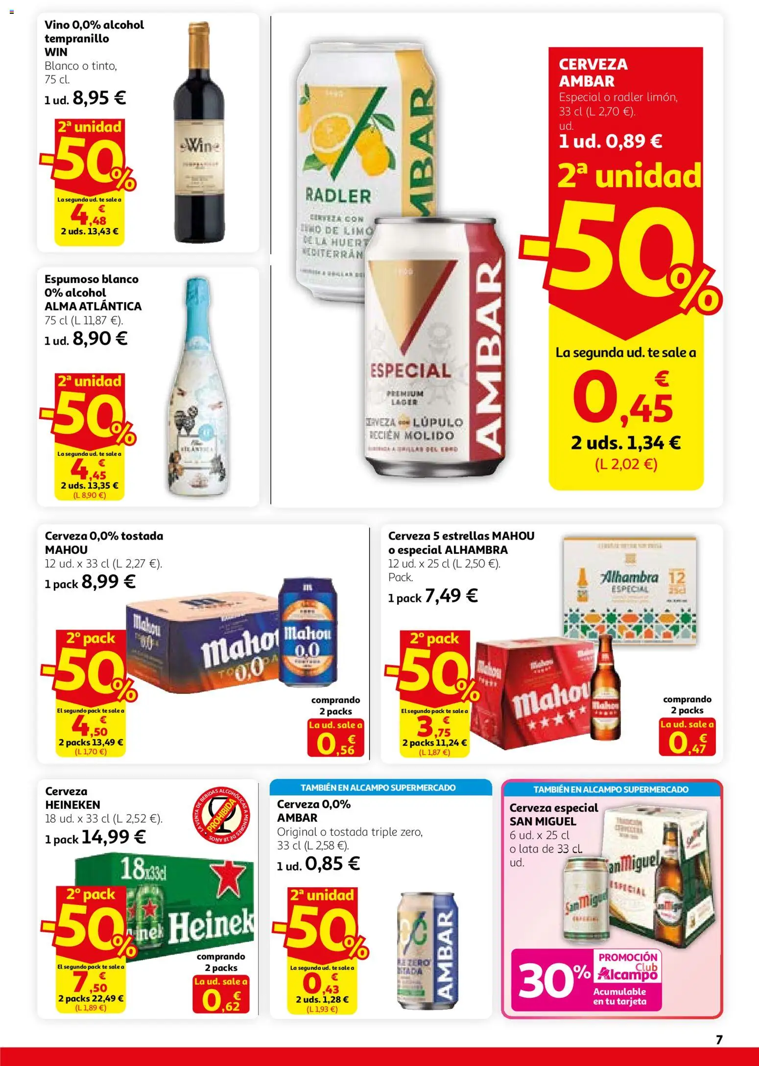 Alcampo - HG Madrid Unificado │ válido desde el 26.02.2026 | Página: 7 | Productos: Vino, Cerveza, Té, Σπανάκι