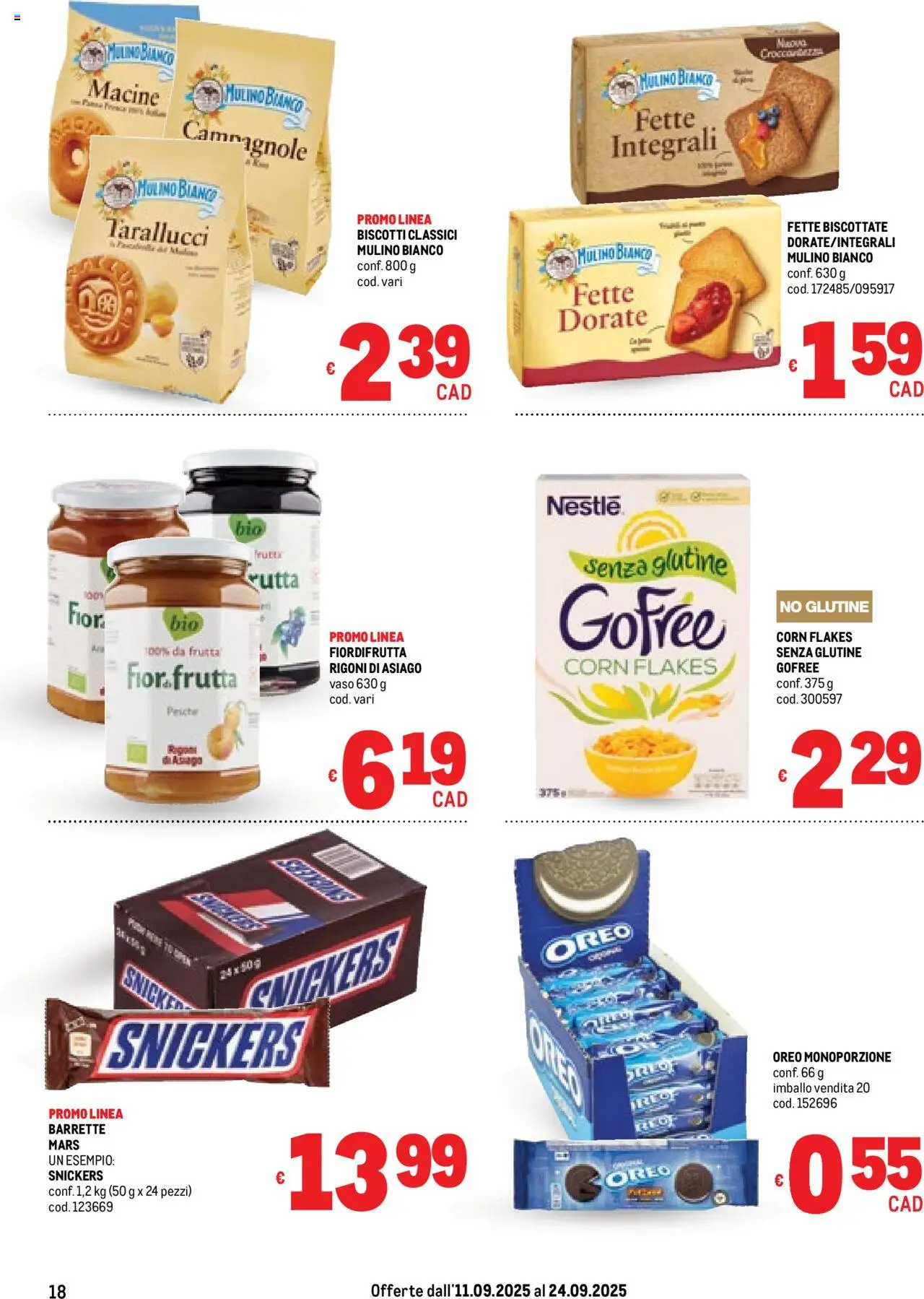 Volantino Metro del 11.09.2025 | Pagina: 18 | Prodotti: Biscotti, Frutta, Fette biscottate, Vaso