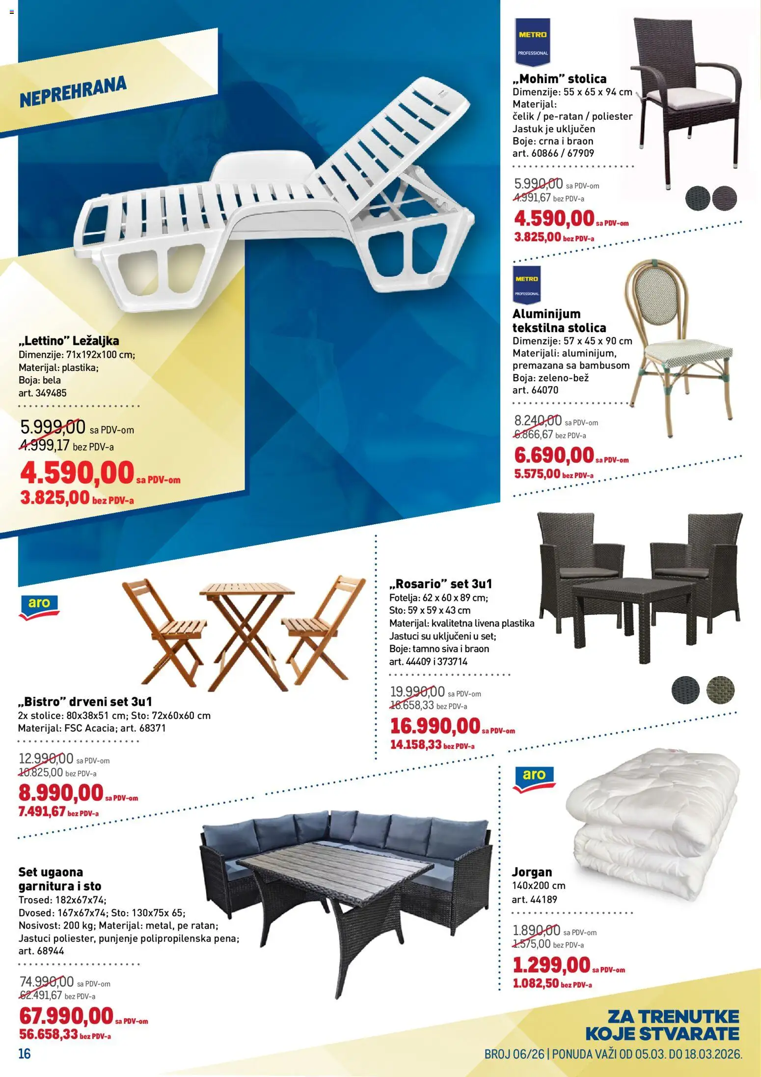 Metro katalog - važi od 05.03.2026 | Strana: 16 | Proizvode: Jastuk, Fotelja, Stolica, Trosed