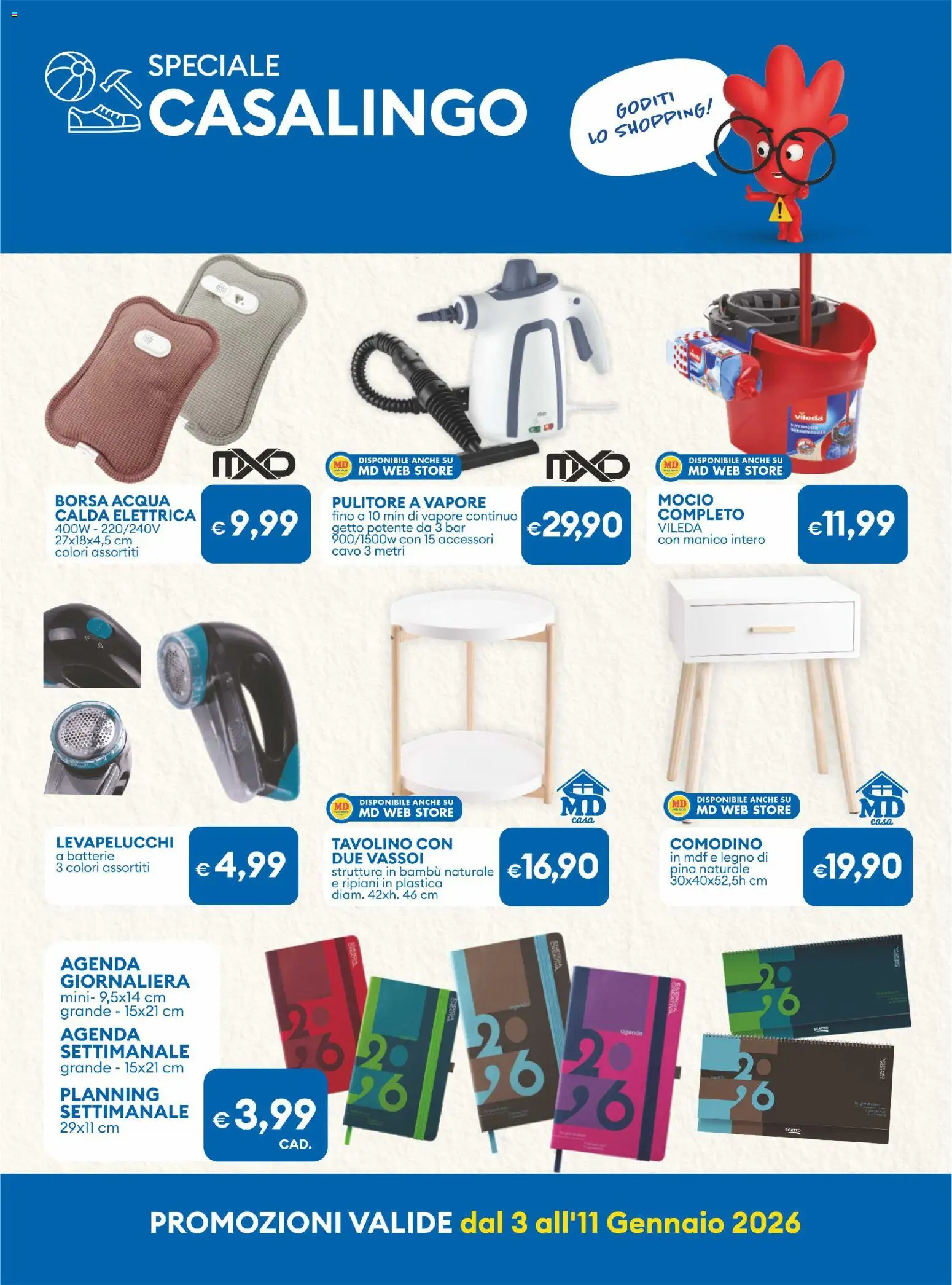 Volantino MD Discount del 03.01.2026 | Pagina: 28 | Prodotti: Mocio, Acqua, Cavo, Batterie