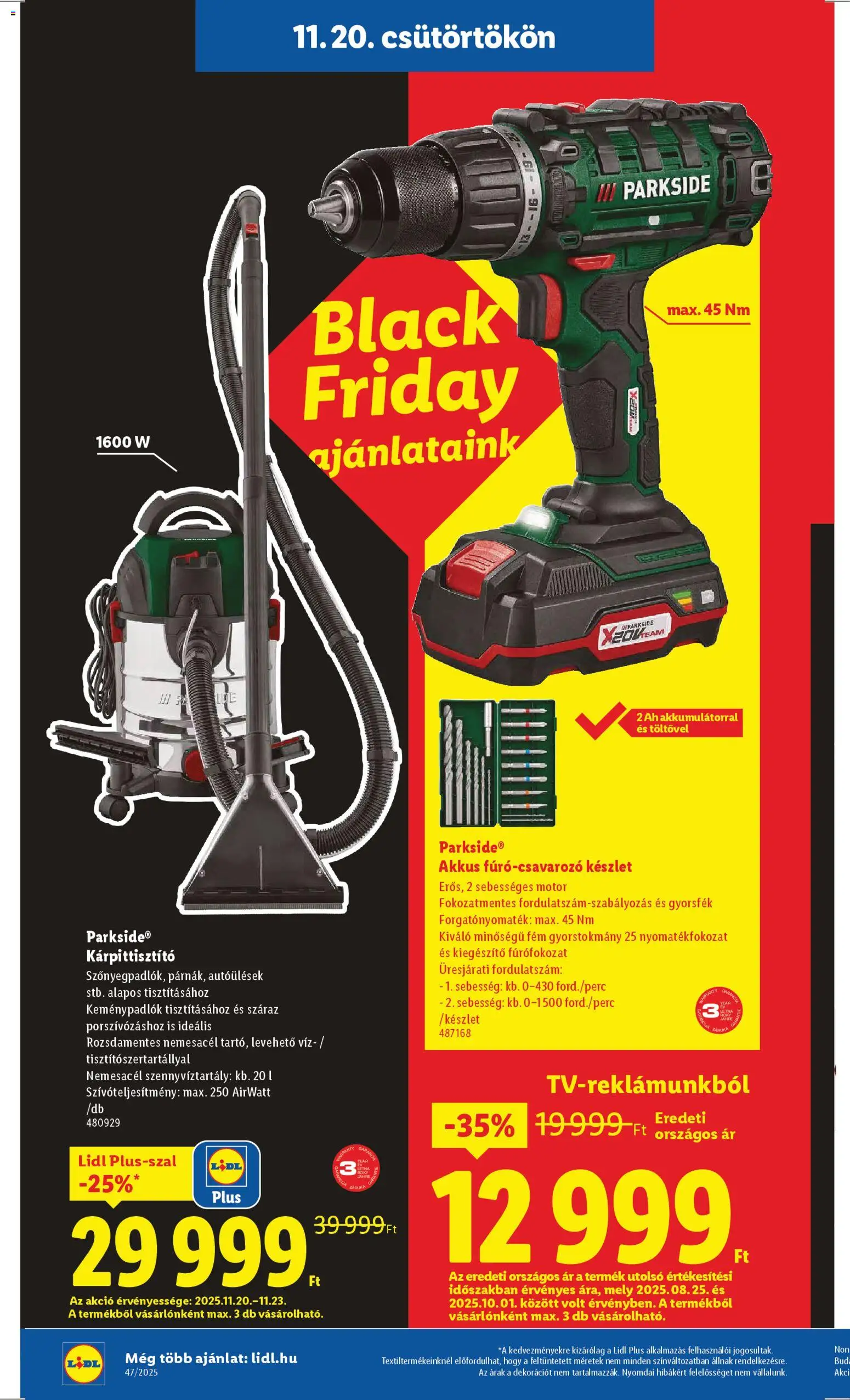 Lidl akciós ujság - amely érvényes a következő dátumtól: 20.11.2025 | Oldal: 4 | Termékek: Parkside