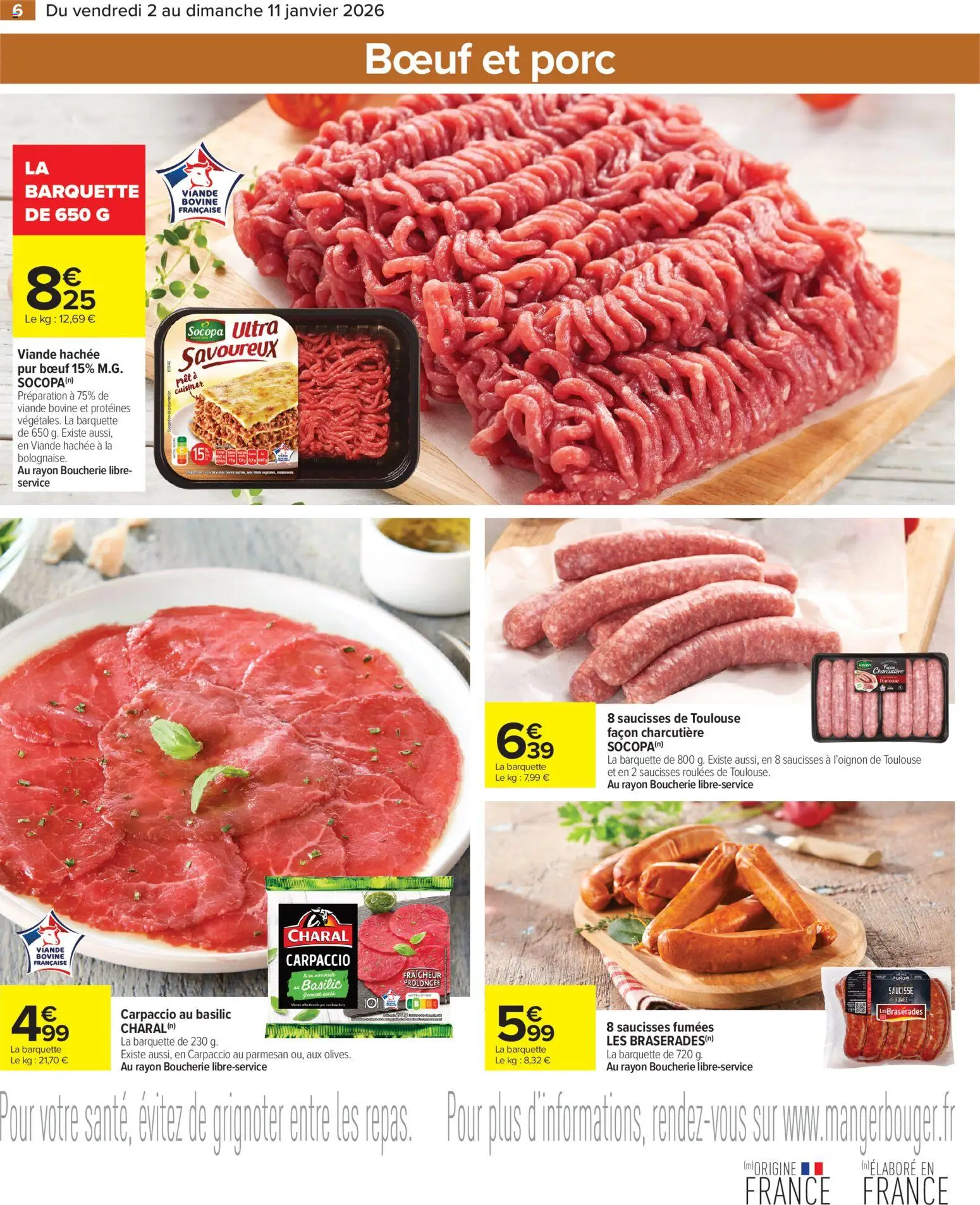 {H1} | Page: 6 | Produits: Parmesan, Saucisse, Porc, Viande bovine