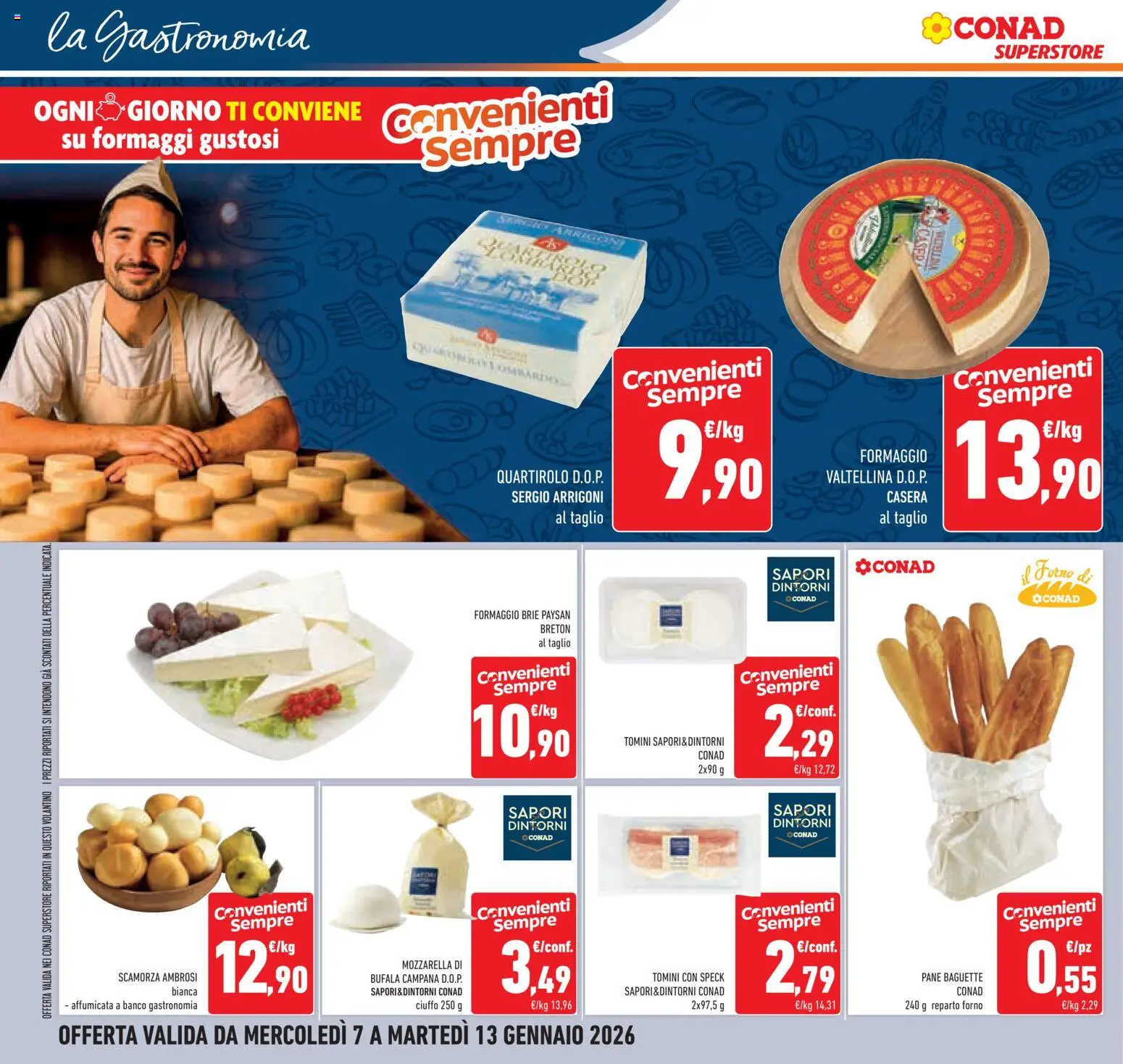 Volantino Conad del 07.01.2026 | Pagina: 10 | Prodotti: Pane, Mozzarella, Formaggio, Il forno