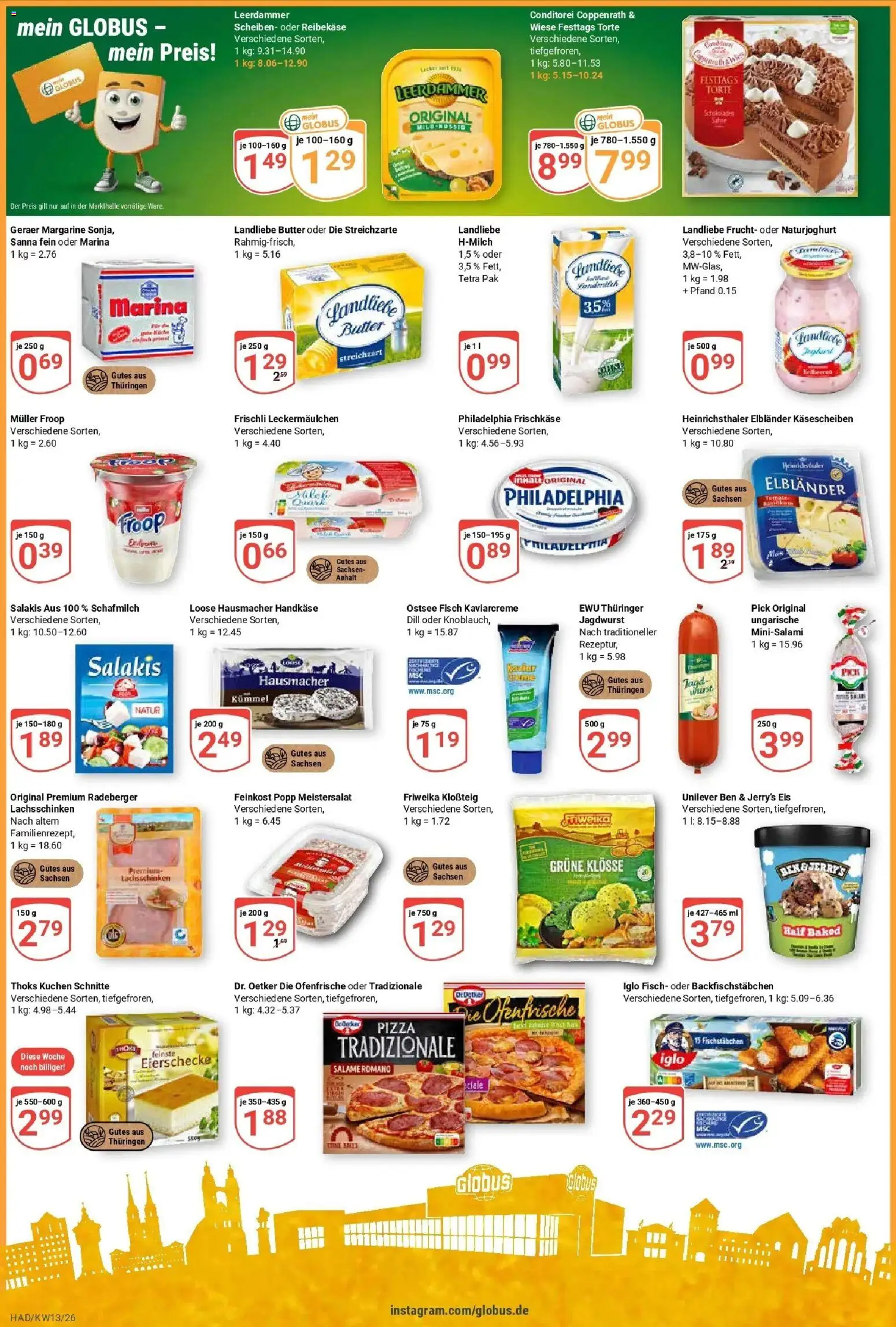 Globus prospekt Halle (saale)	 – gültig ab 23.03.2026 | Seite: 3 | Produkte: Iglo, Ben & Jerry's, Eis, Frischkase