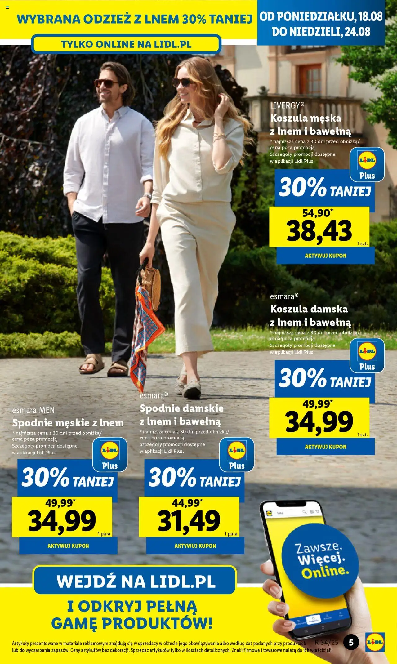 Lidl Katalog od 18.08.2025 | Strona: 5 | Produkty: Koszula, Spodnie