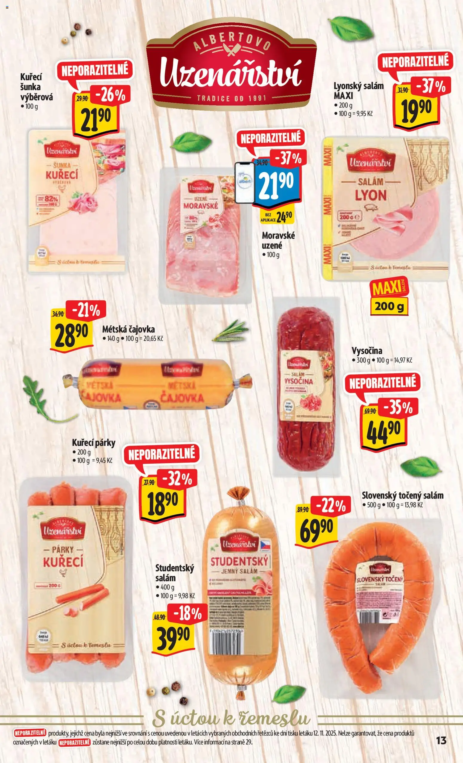 Albert leták - Hypermarket od 19.11.2025 | Strana: 21 | Produkty: Salám, Párky, Lyonský salám, Moravské uzené