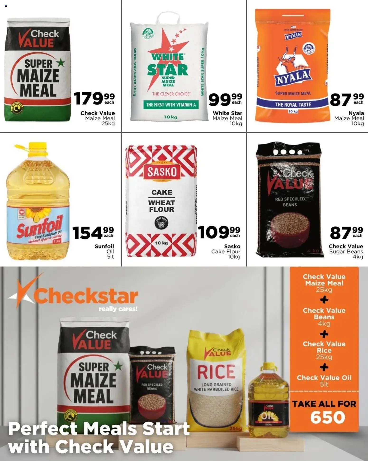New Check Star catalogue – valid from 25.02.2026 | Page: 4 | Products: Flour, Maize meal, Rice, Sugar