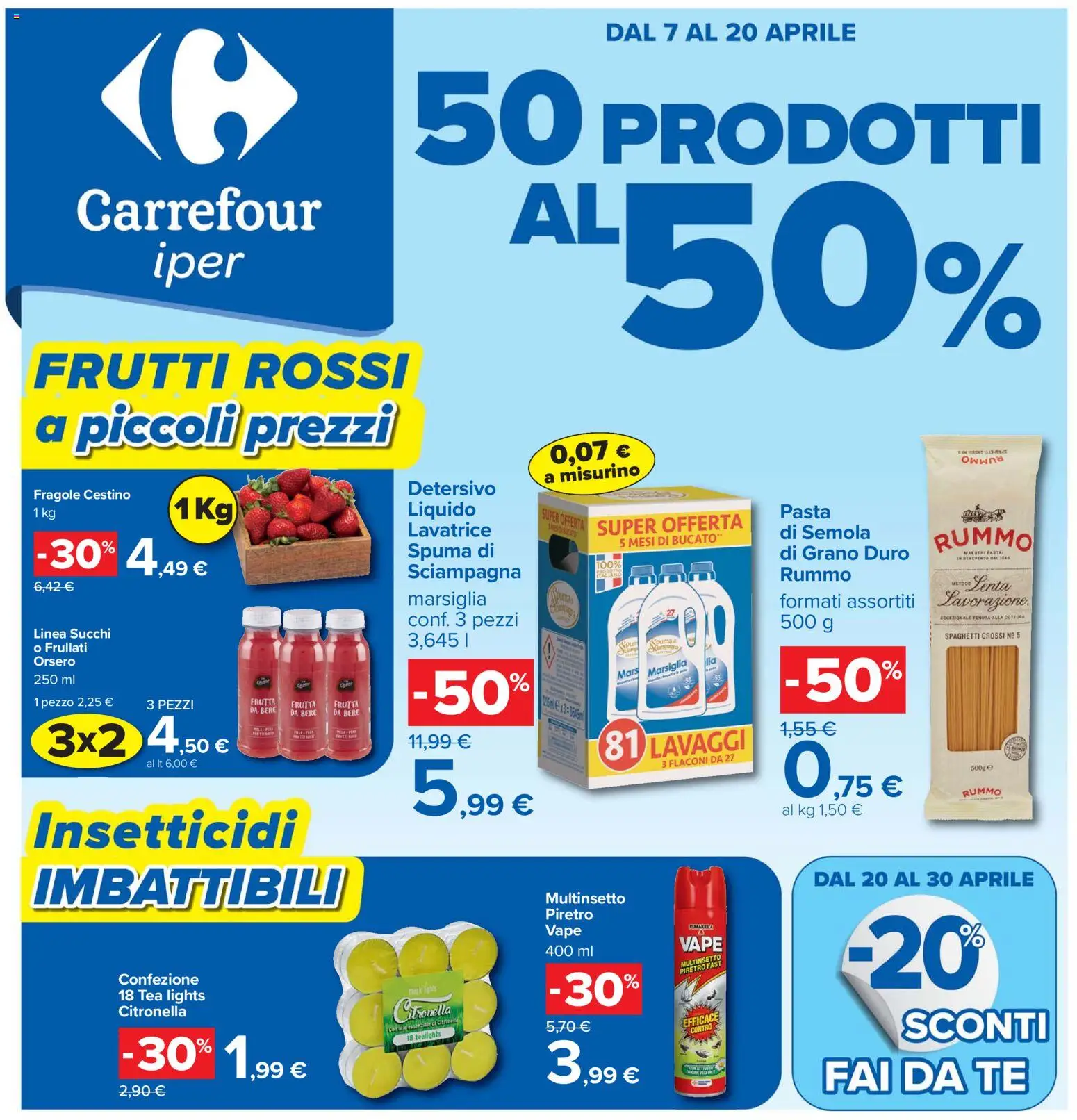 Volantino Carrefour del 07.04.2026 | Pagina: 1 | Prodotti: Tè, Fragole, Pasta, Cestino