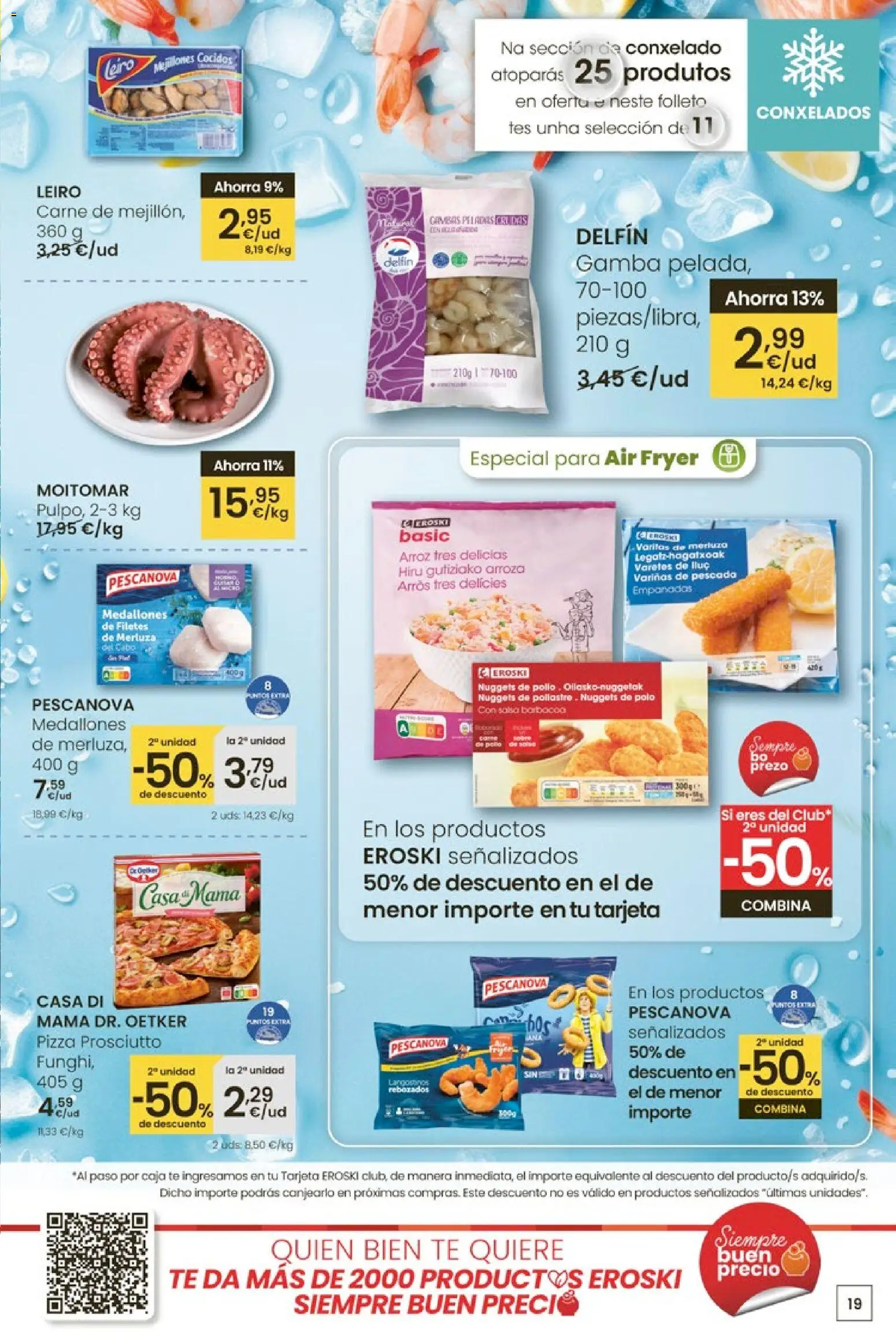 Eroski - Entroido do aforro │ válido desde el 29.01.2026 | Página: 19 | Productos: Filetes de merluza, Té, Gamba, Nuggets