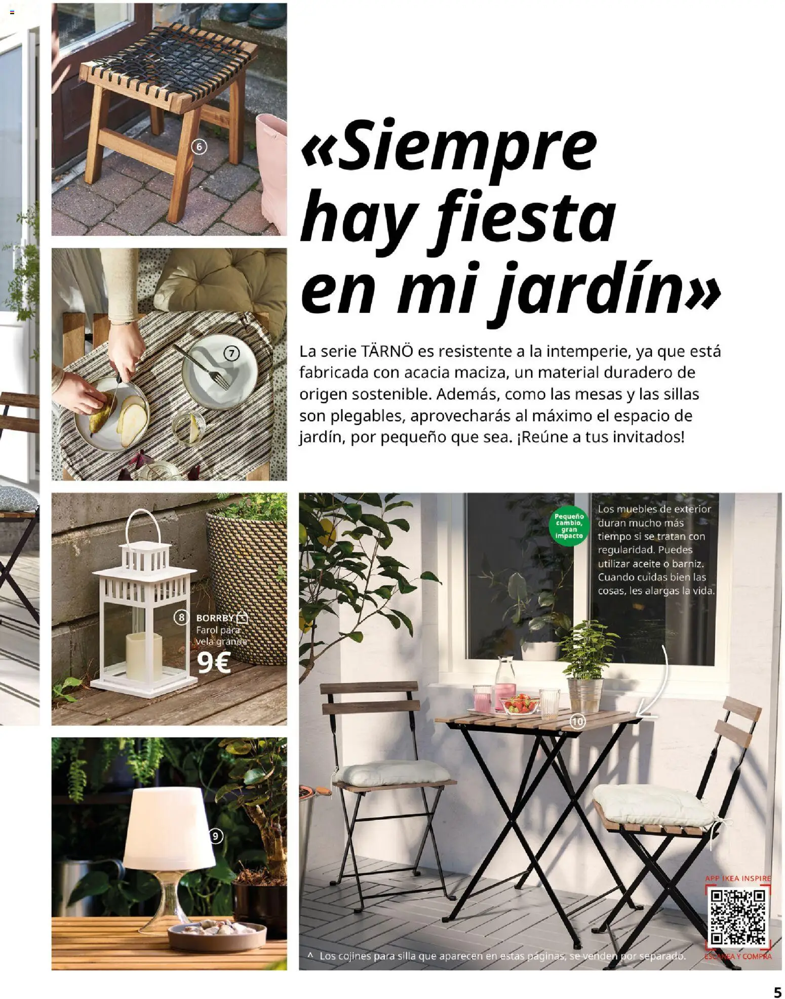 Catálogo IKEA Muebles de exterior │ válido desde el 10.12.2025 | Página: 5 | Productos: Aceite, Muebles, Vela, Silla