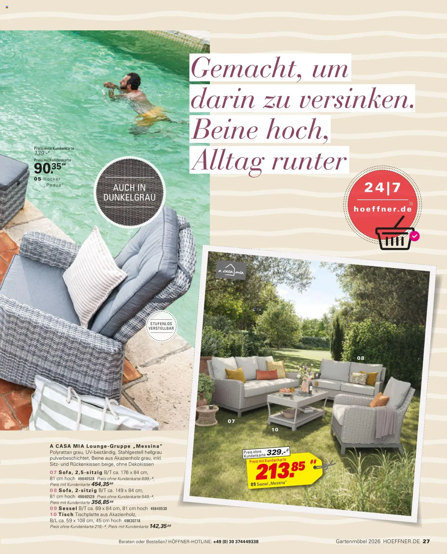 Höffner Prospekt Gartenmöbel – gültig ab 27.03.2026 | Seite: 27 | Produkte: Hocker, Sessel, Tisch, Gartenmöbel