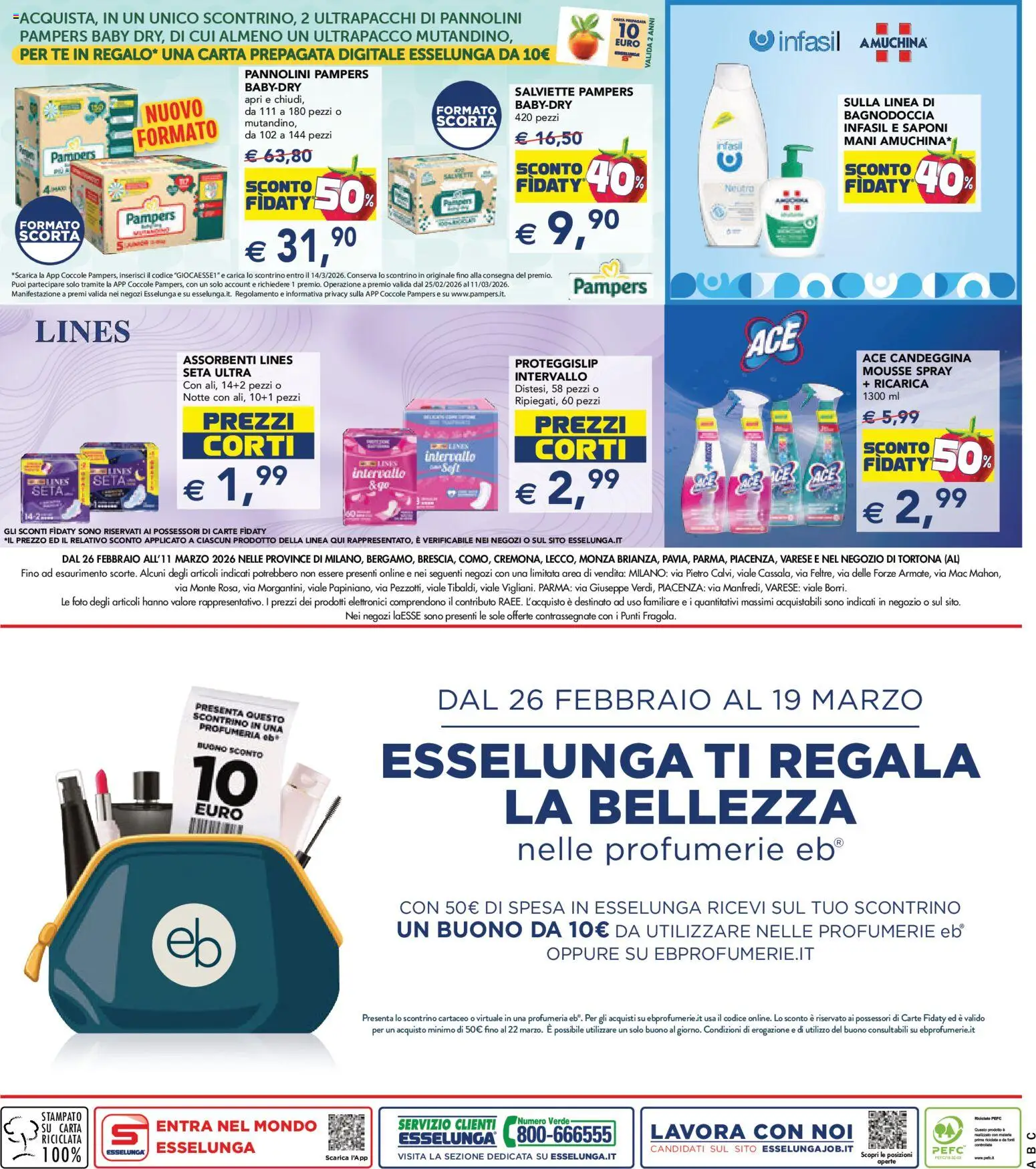 Volantino Esselunga S del 26.02.2026 | Pagina: 30 | Prodotti: Pannolini, Tè, Candeggina, Pampers