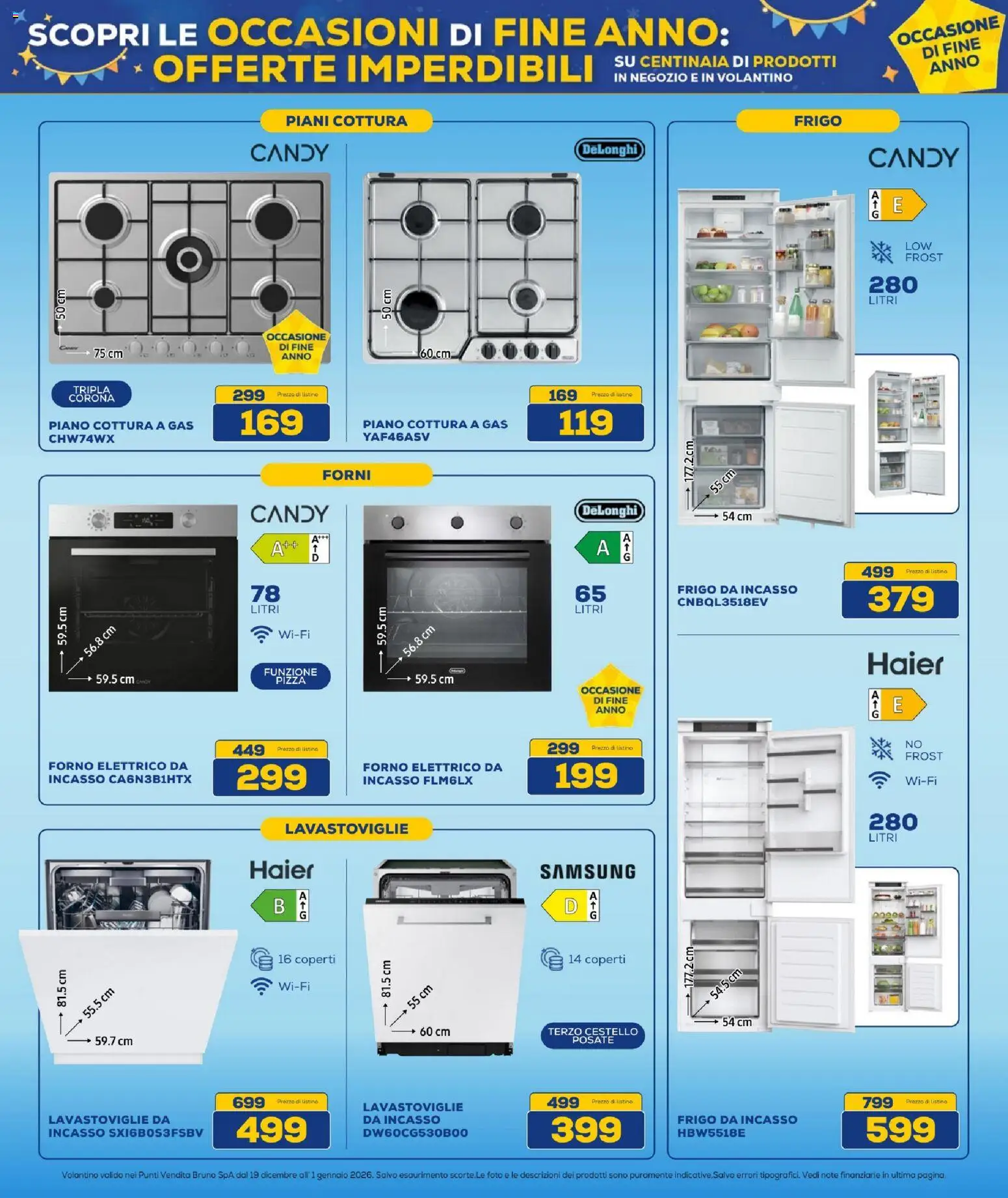 Volantino BRUNO del 19.12.2025 | Pagina: 17 | Prodotti: Pizza, Piano cottura, Lavastoviglie, Forno