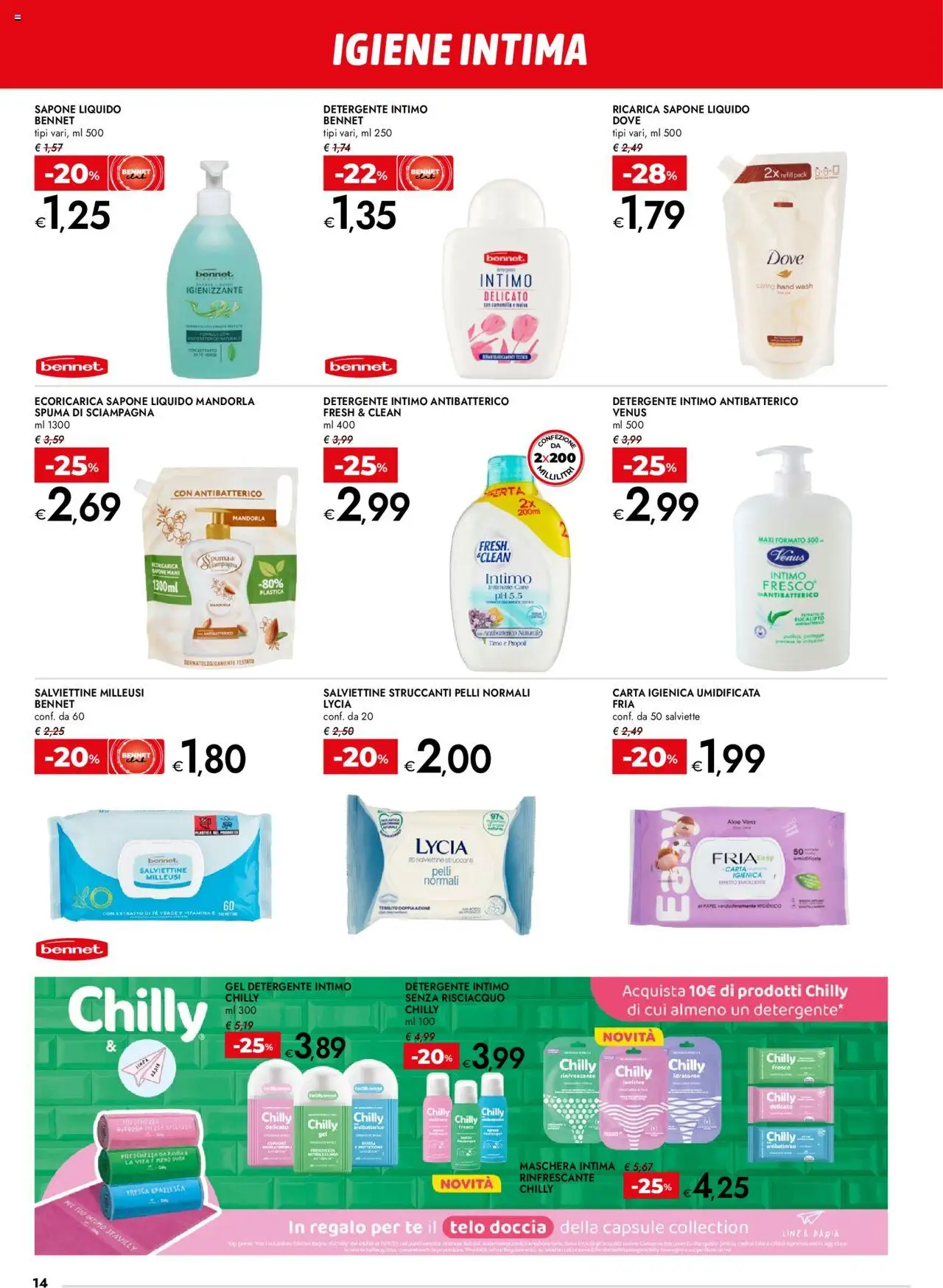 Volantino bennet del 18.09.2025 | Pagina: 14 | Prodotti: Maschera, Sapone, Detergente intimo, Intimo