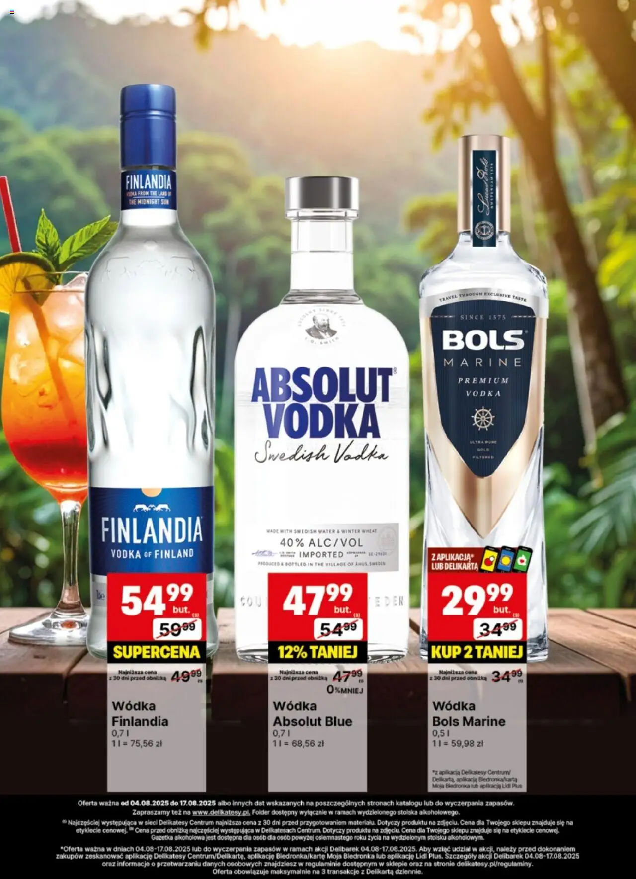 Delikatesy Centrum Gazetka - DeliBarek od 04.08.2025 | Strona: 17 | Produkty: Wódka finlandia, Delikatesy, Vodka, Wódka