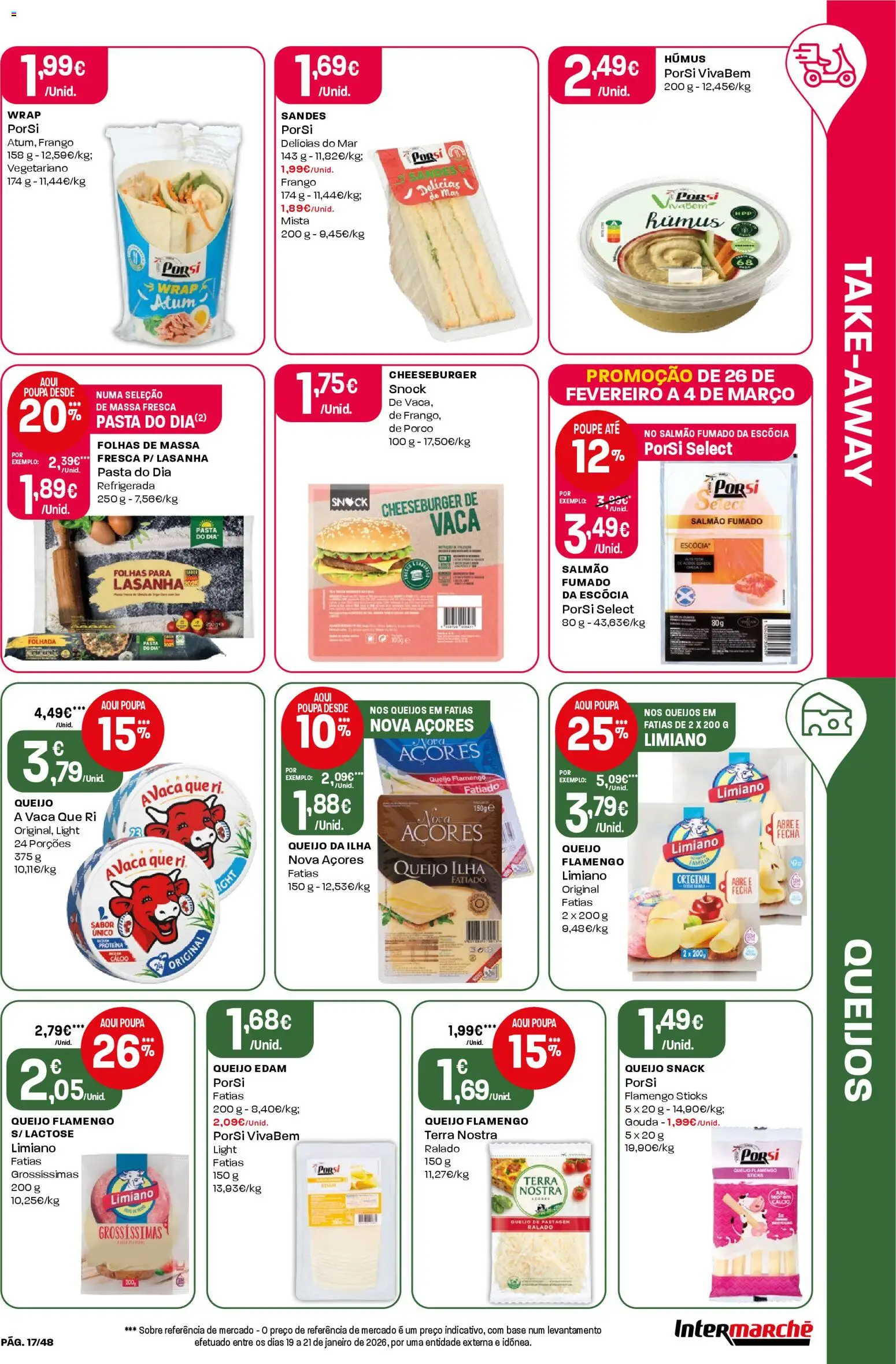 Intermarché folheto │ válido de 26.02.2026 | Página: 17 | Produtos: Lasanha, Salmão, Queijo, Massa