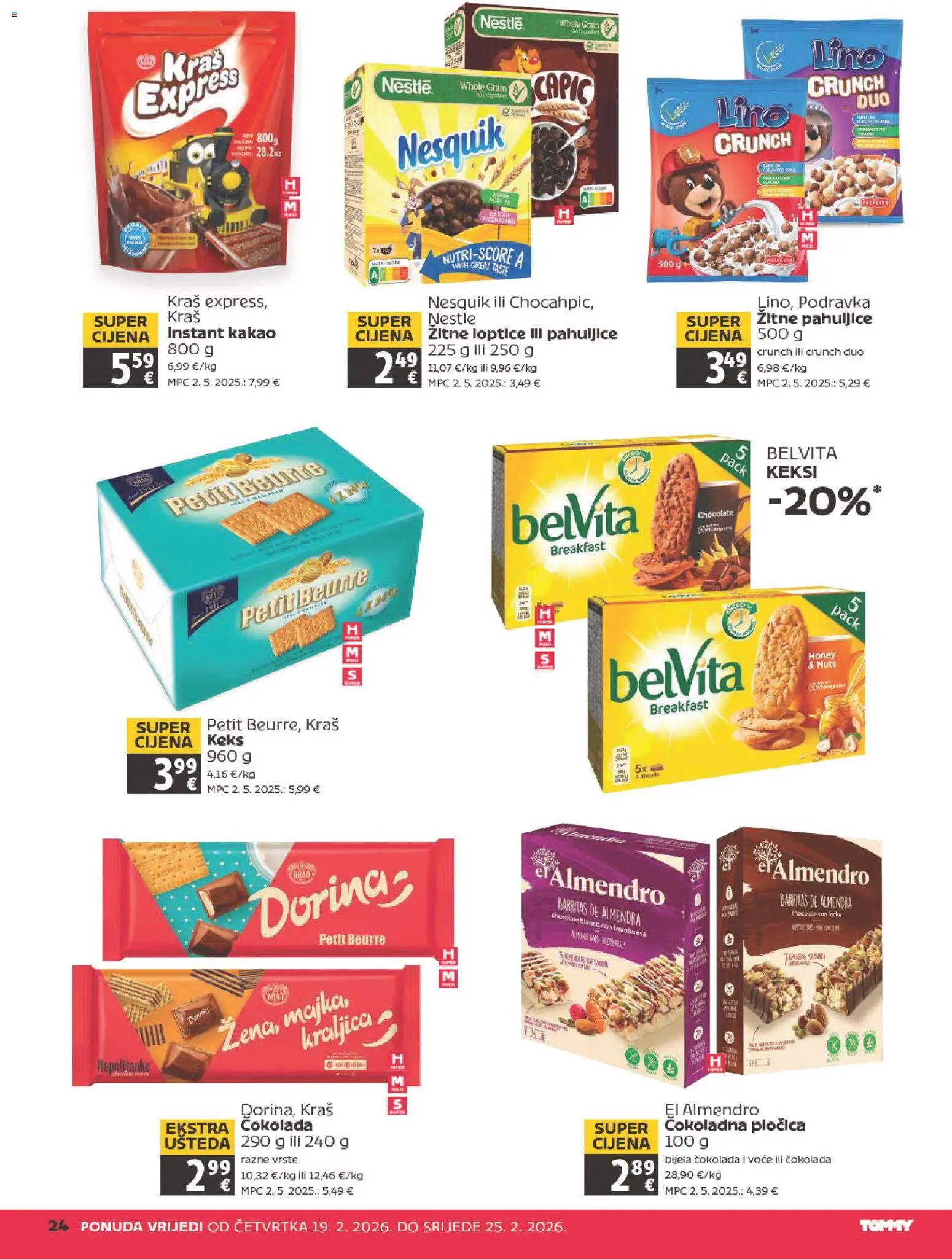 Tommy katalog | vrijedi od 19.02.2026 | Stranica: 24 | Proizvodi: Pahuljice, Nesquik, Voće, Kakao