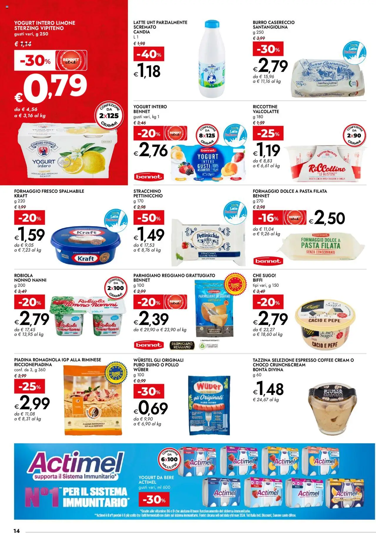 Volantino bennet del 25.09.2025 | Pagina: 14 | Prodotti: Yogurt, Pollo, Limone, Parmigiano reggiano