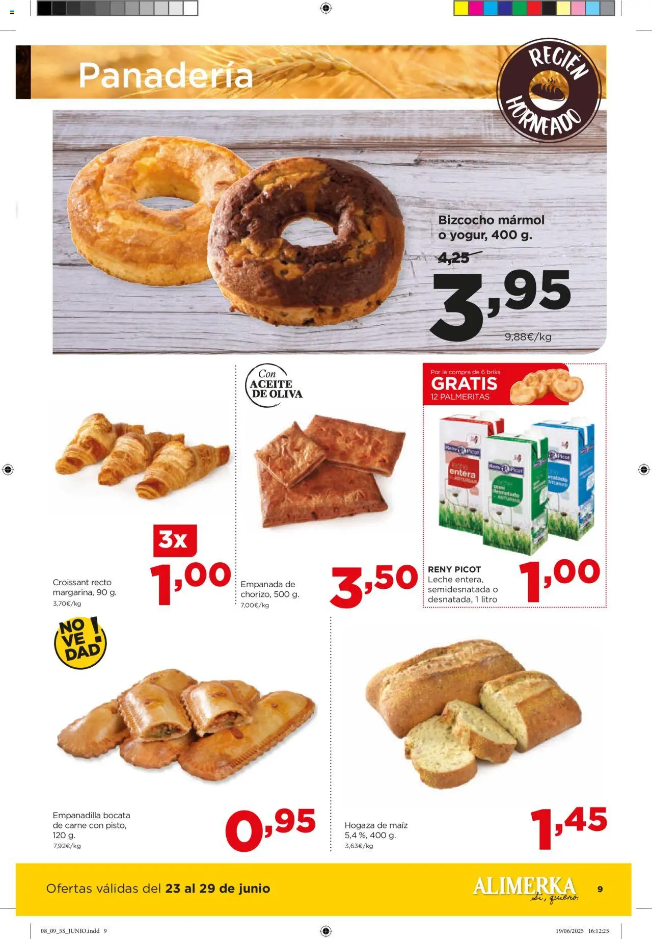 Alimerka folleto Asturias │ válido desde el 23.06.2025 | Página: 9 | Productos: Leche, Aceite, Croissant, Panadería