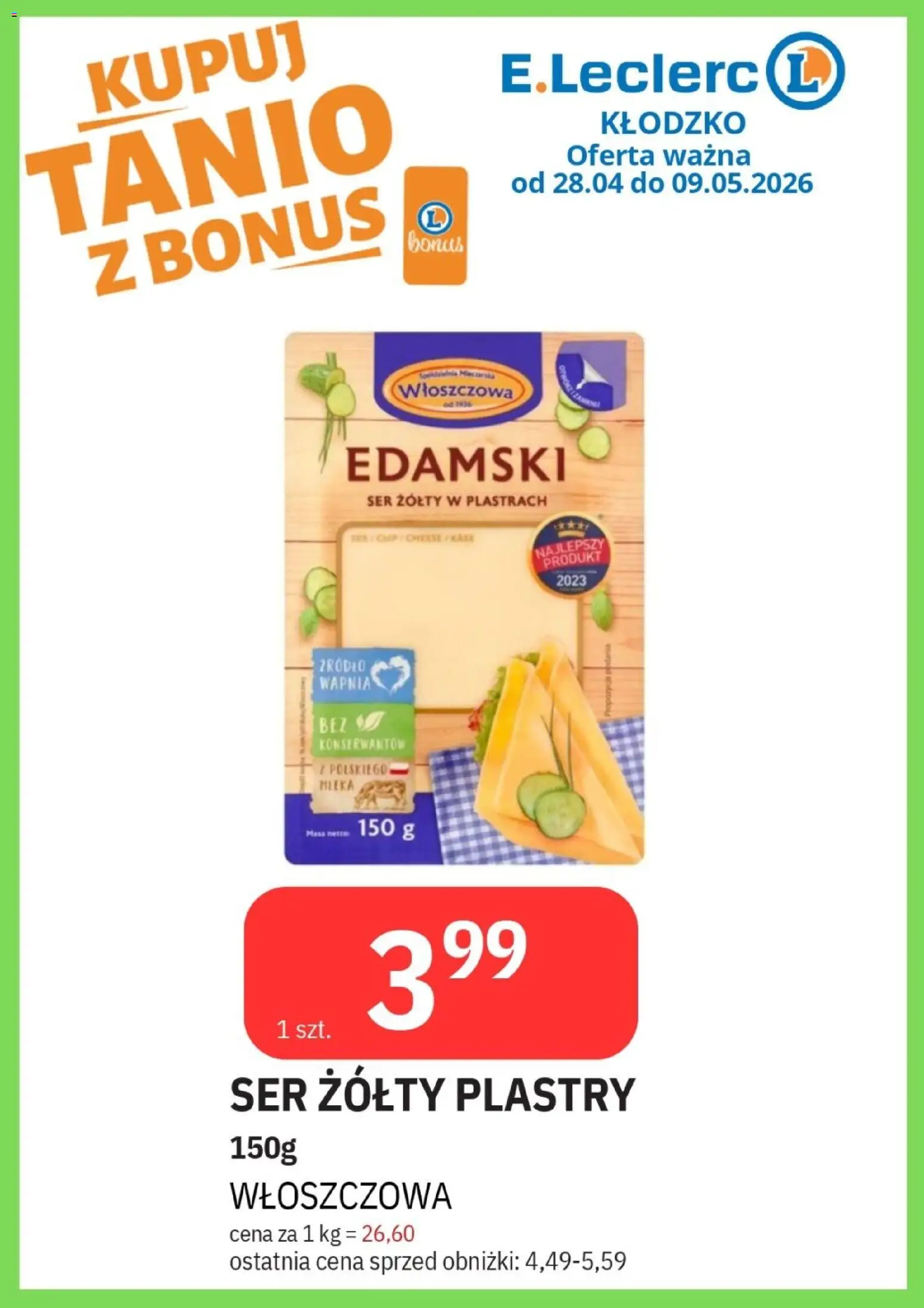 E.Leclerc gazetka - Kłodzko od 28.04.2026 | Strona: 10 | Produkty: Ser żółty, Mleka, Ser