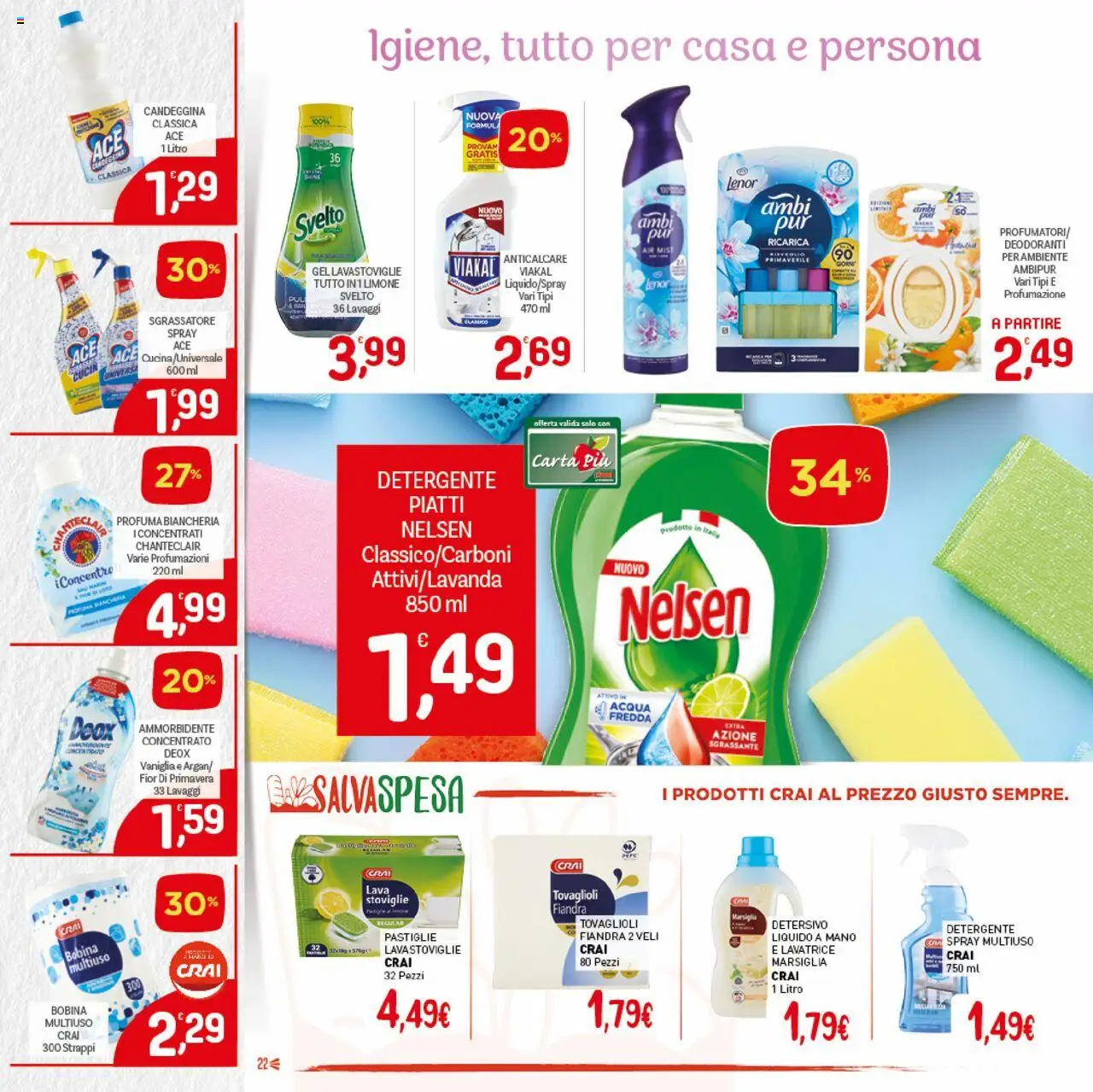 Volantino CRAI del 18.09.2025 | Pagina: 22 | Prodotti: Ammorbidente, Detergente, Limone, Lavatrice