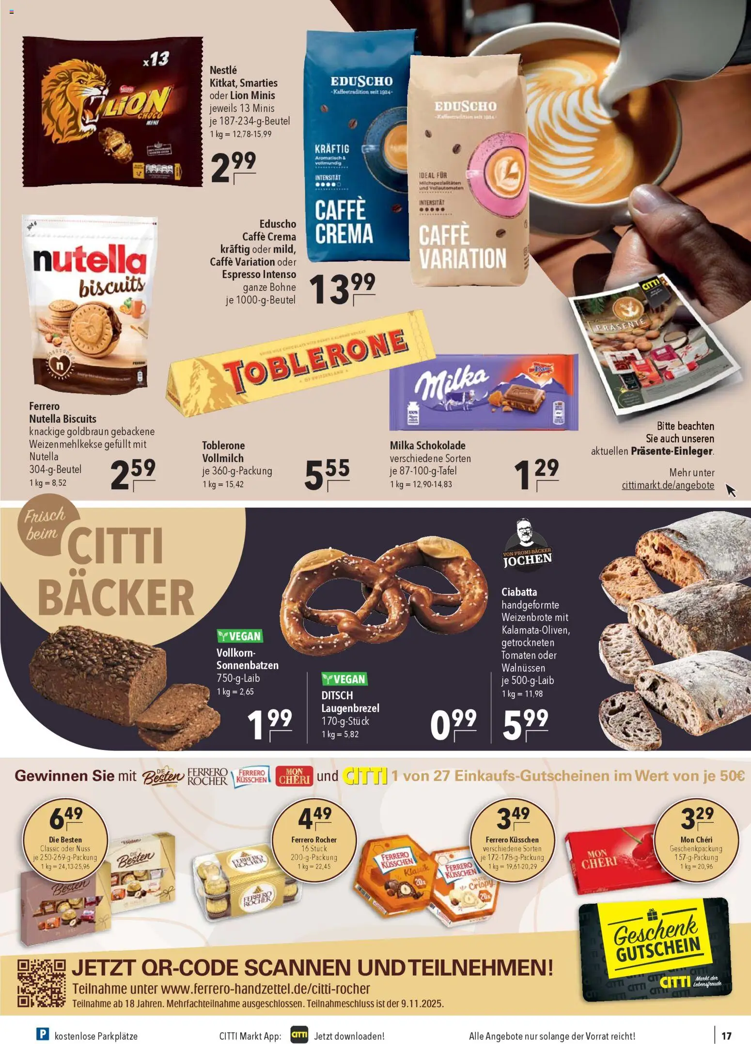 CITTI Markt Prospekt 	 – gültig ab 05.11.2025 | Seite: 17 | Produkte: Smarties, Tomaten, Nutella, Eduscho