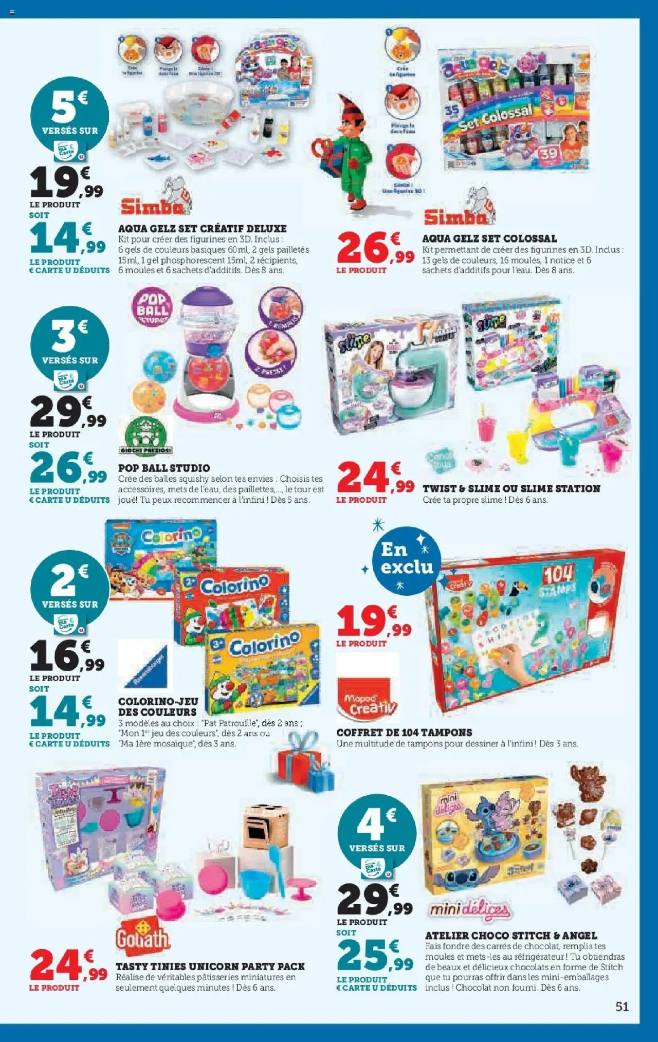 {H1} | Page: 51 | Produits: Réfrigérateur, Tampons, Chocolat, Figurines