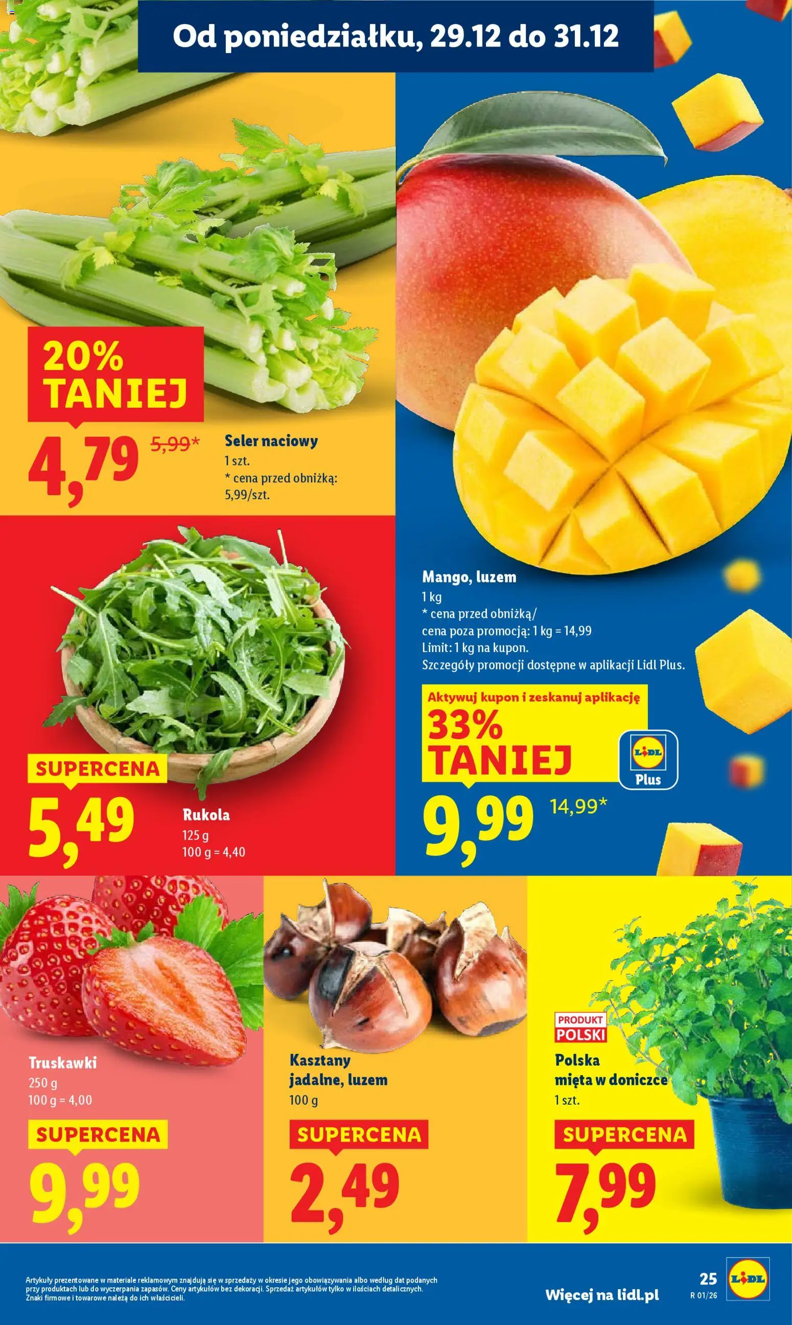 Lidl Gazetka od 29.12.2025 | Strona: 25 | Produkty: Seler naciowy, Rukola, Mięta, Mięta w doniczce