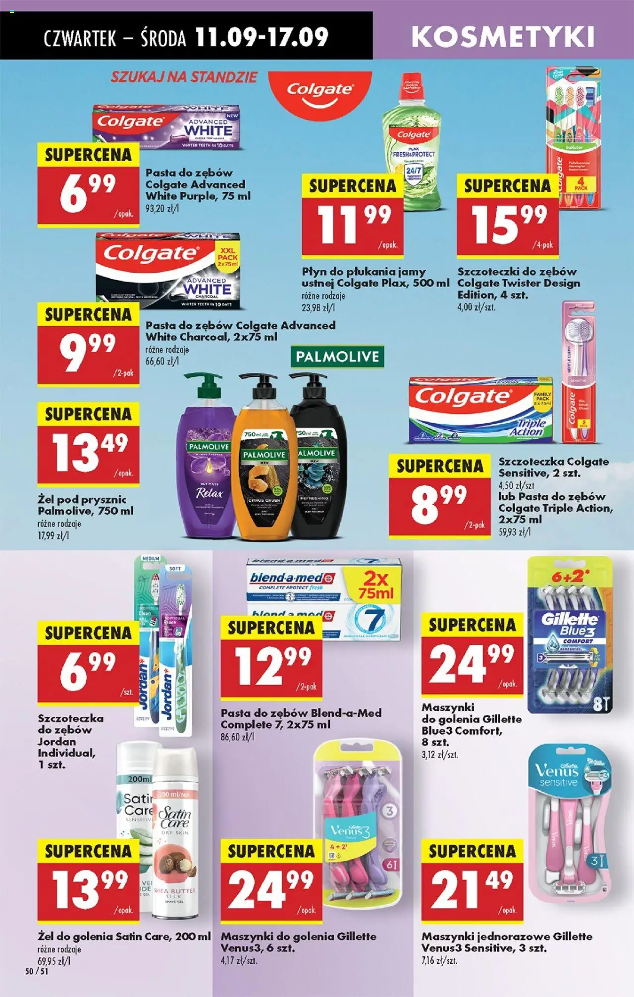 Biedronka gazetka - Oferta w tym tygodniu od 11.09.2025 | Strona: 52 | Produkty: Gillette, Kosmetyki, Pasta do zębów, Płyn do płukania jamy ustnej