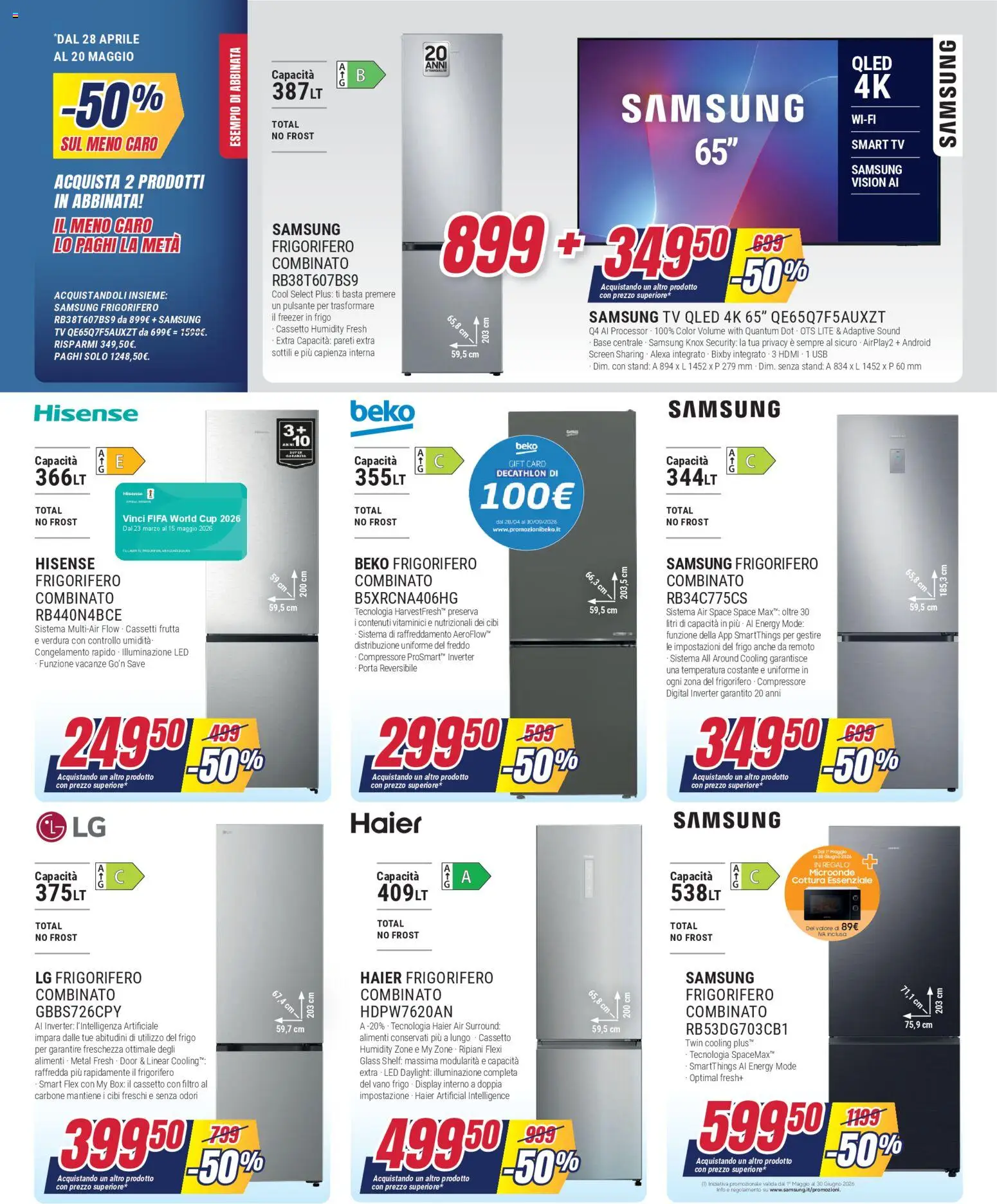 Volantino Trony del 28.04.2026 | Pagina: 5 | Prodotti: smart TV, USB, Frigorifero combinato, Samsung