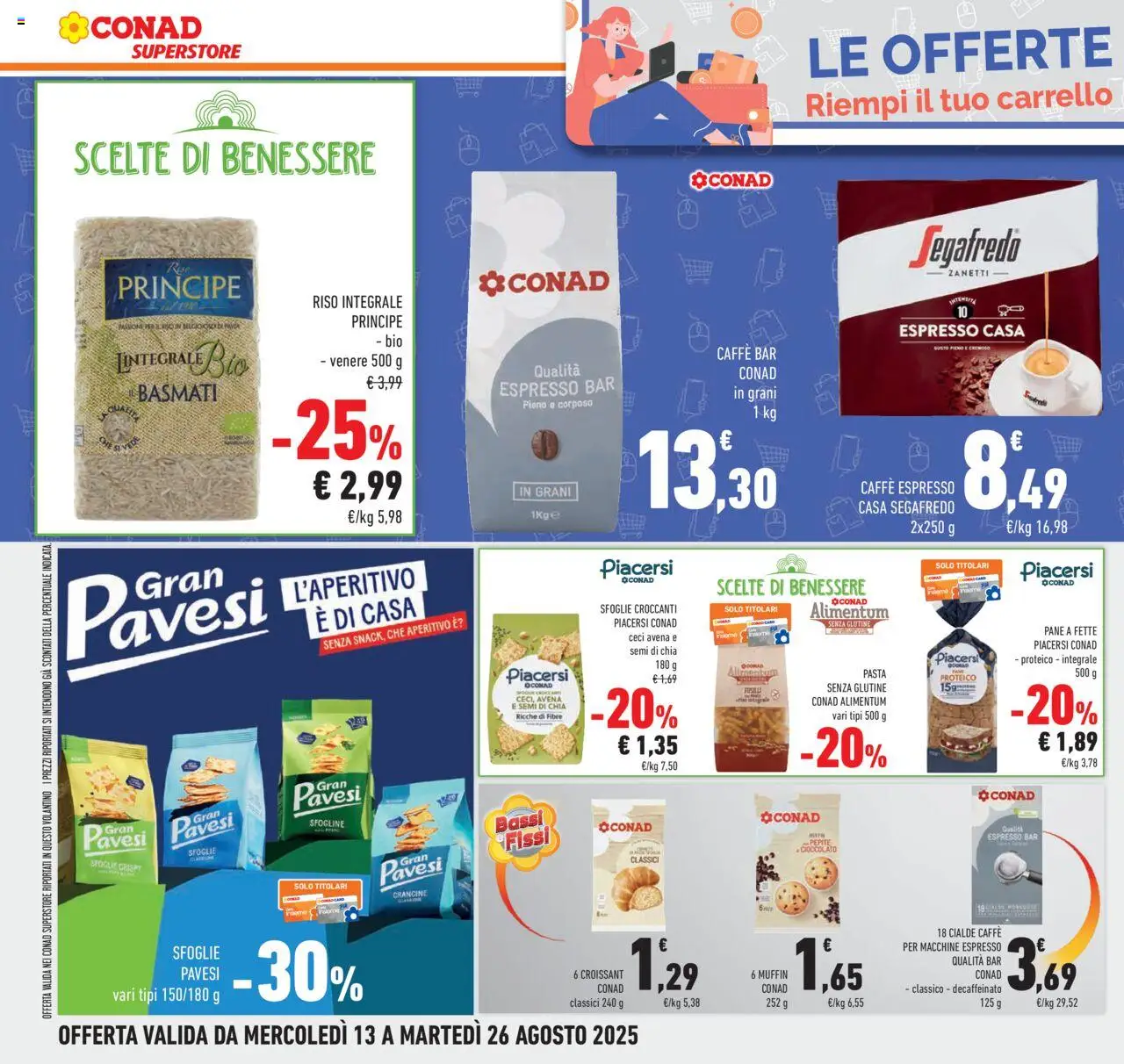 Volantino Conad del 13.08.2025 | Pagina: 30 | Prodotti: Pane, Riso, Crackers, Muffin