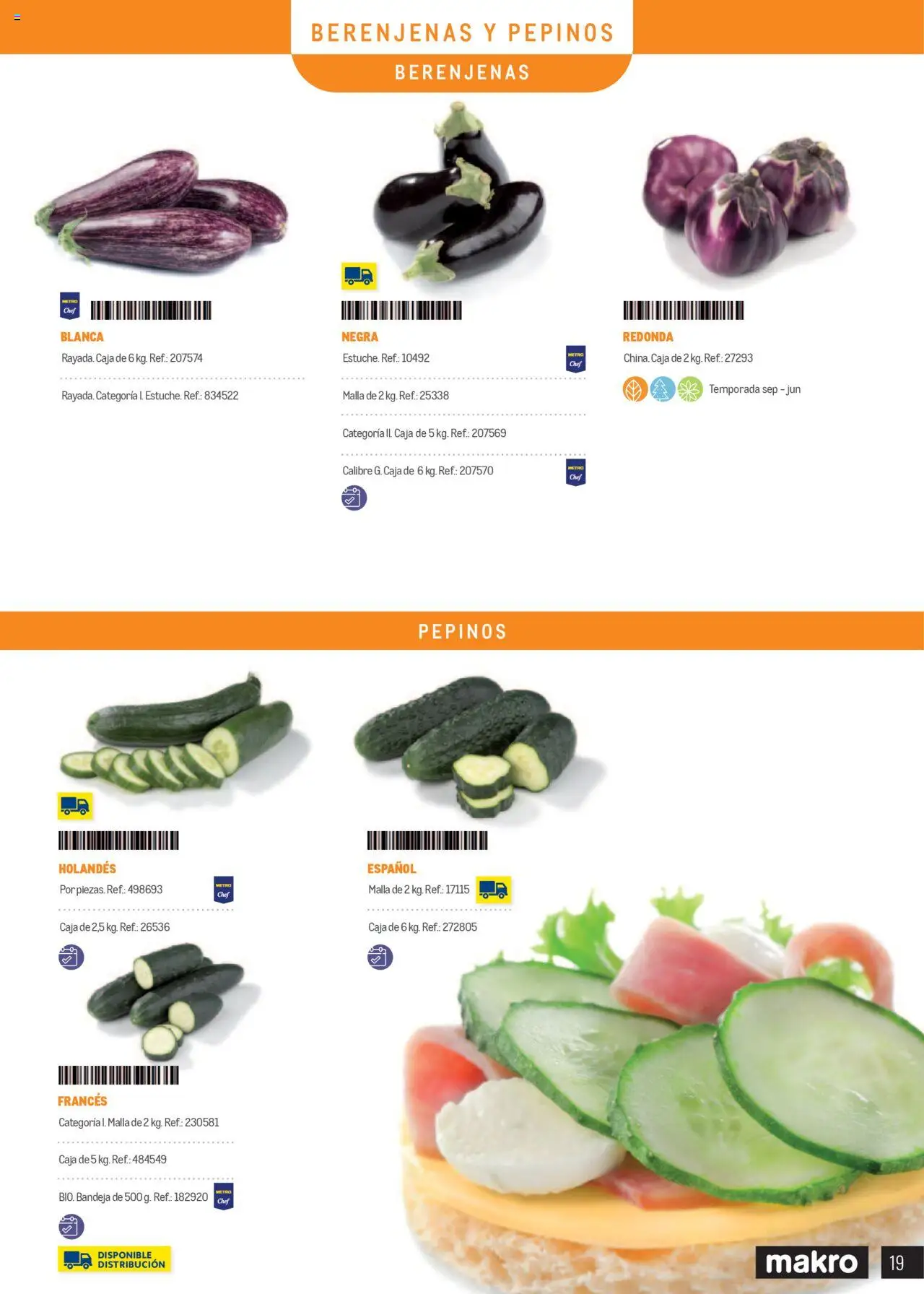 Makro catálogo │ válido desde el 01.01.2025 | Página: 19 | Productos: Pepinos, Bandeja, Caja
