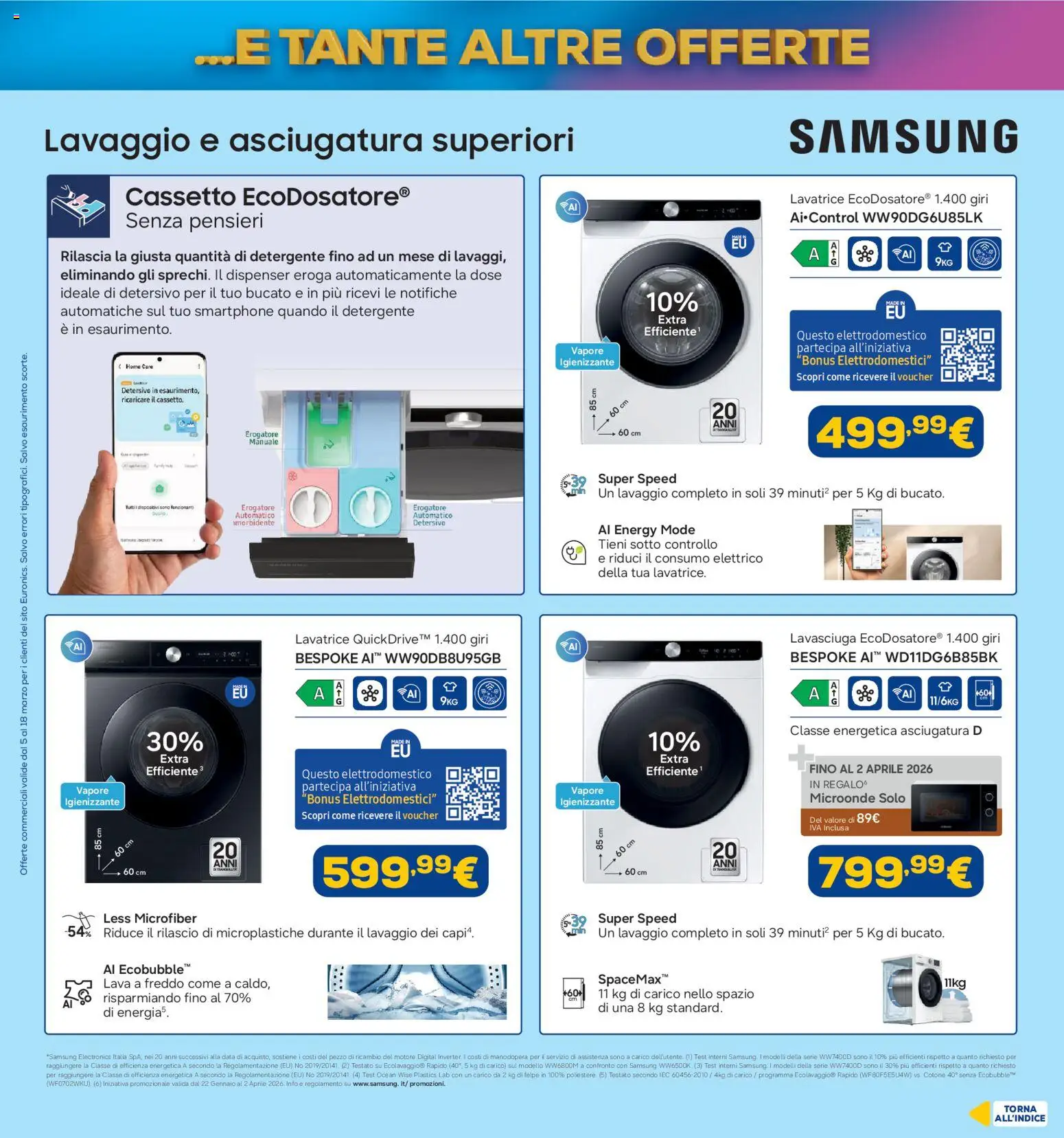Volantino Euronics del 05.03.2026 | Pagina: 10 | Prodotti: Detergente, Lavatrice, Data, Smartphone