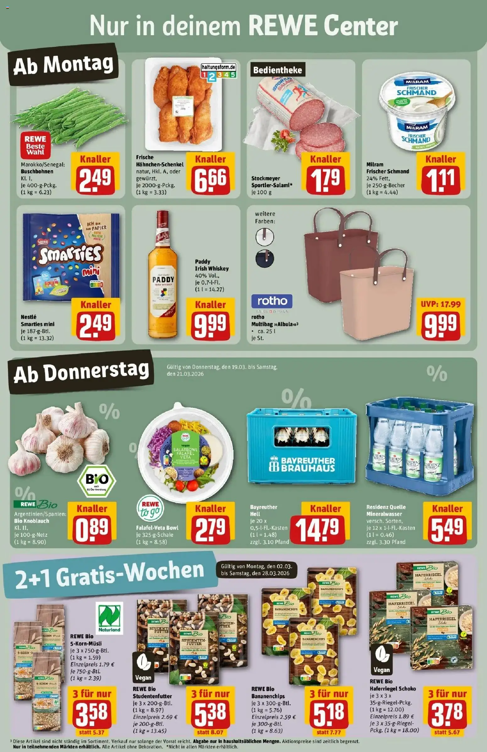 Rewe Prospekt Olching Geiselbullach	 – gültig ab 15.03.2026 | Seite: 3 | Produkte: Hahnchenschenkel, Mineralwasser, Knoblauch, Chips
