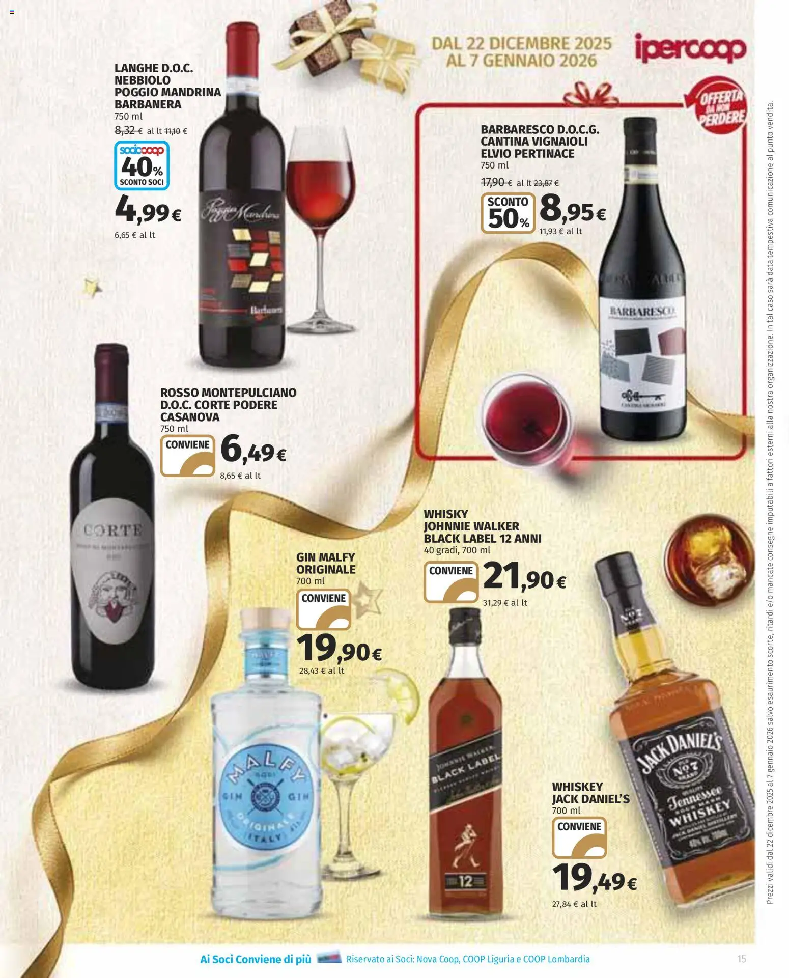 Volantino Ipercoop del 22.12.2025 | Pagina: 15 | Prodotti: Gin, Whisky, Data