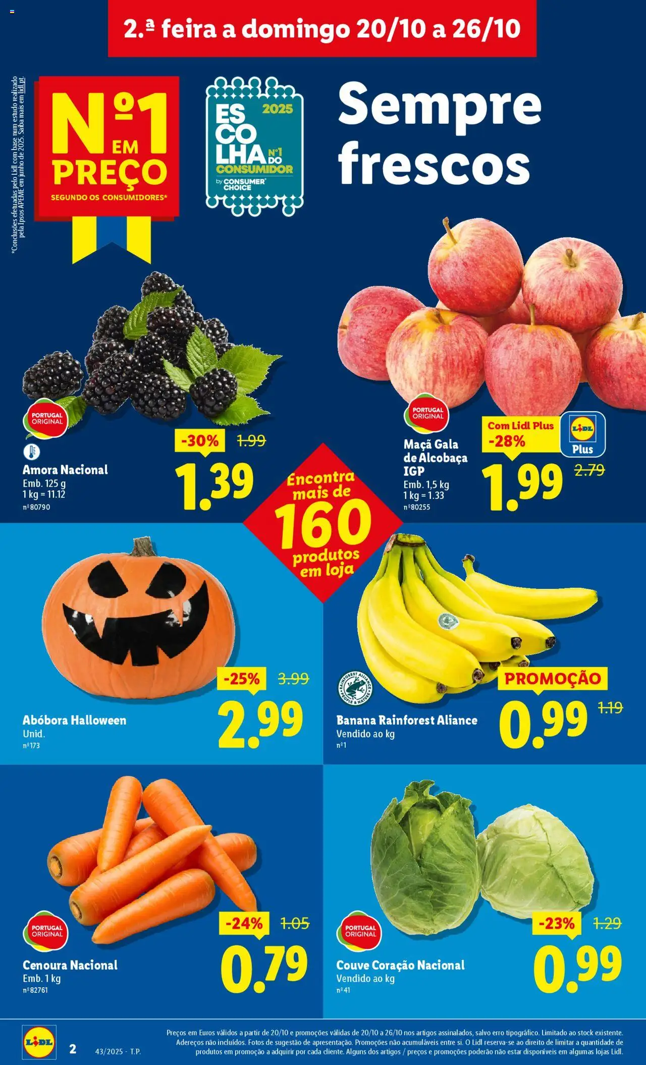 Lidl folheto │ válido de 20.10.2025 | Página: 2 | Produtos: Banana, Base, Maça, Couve