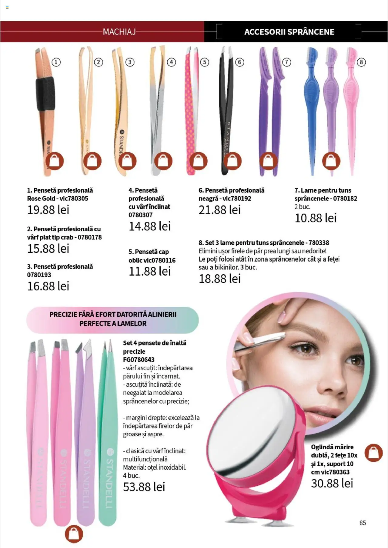 Noul catalog Lady’s – valabil de la 01.08.2025 | Pagină: 85 | Produse: Pensetă, Oglindă, Machiaj