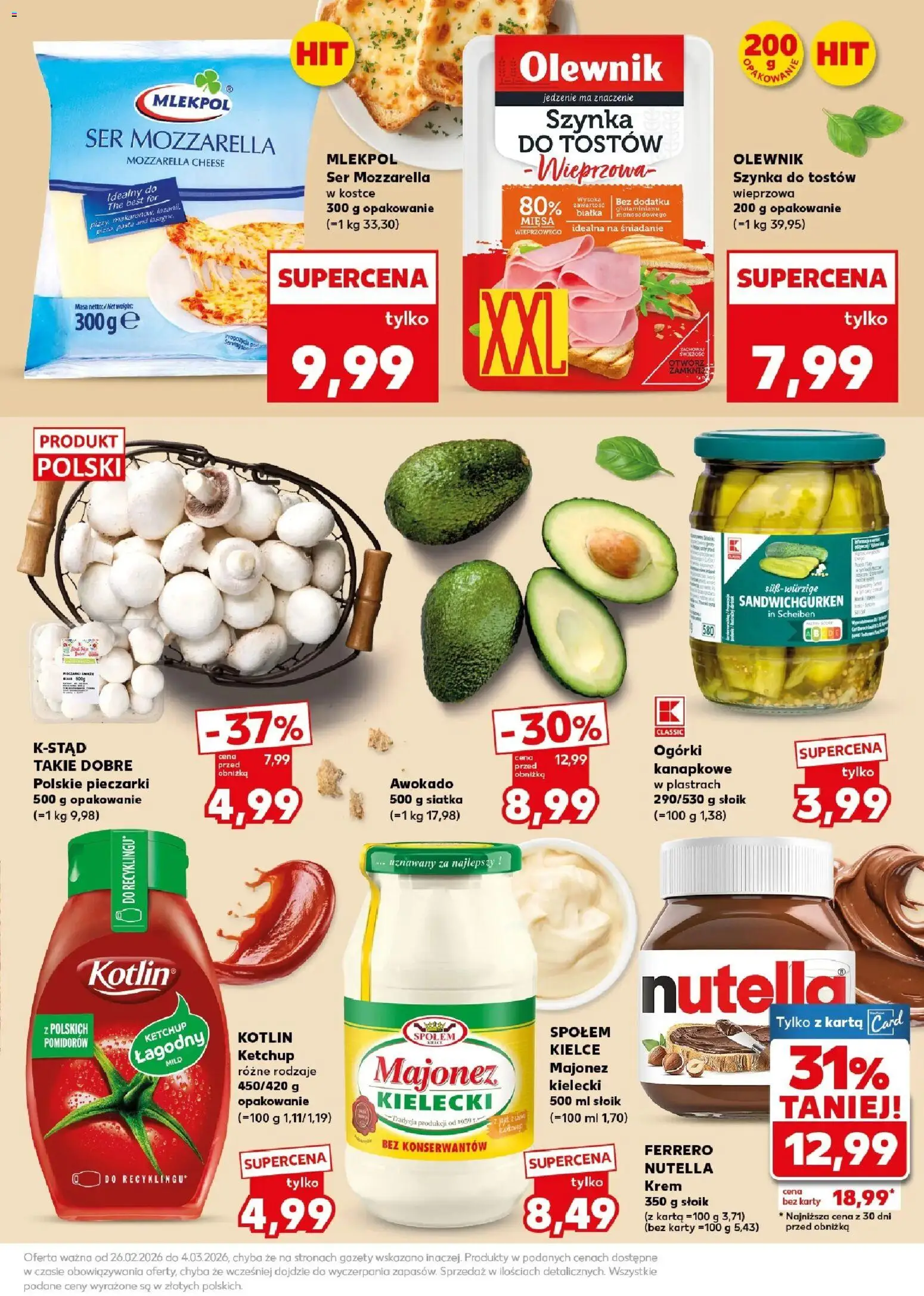 Kaufland gazetka - Mocny start od 02.03.2026 | Strona: 21 | Produkty: Nutella, Szynka, Siatka, Majonez