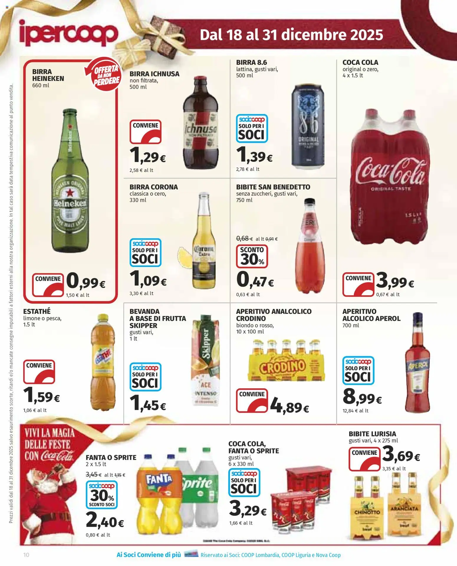Volantino Ipercoop del 18.12.2025 | Pagina: 10 | Prodotti: Frutta, Data, Bibite, Coca Cola