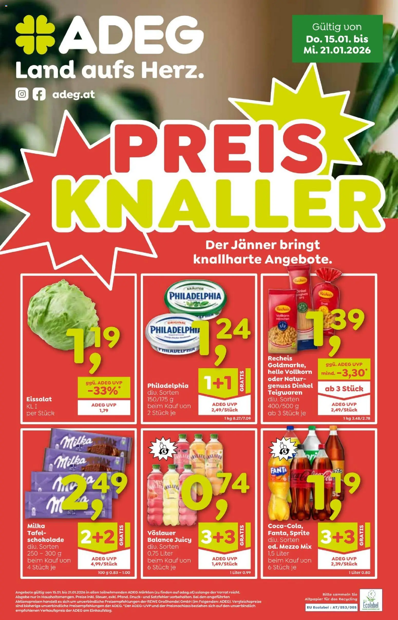 ADEG Flugblatt gültig ab 15.01.2026 | Seite: 1 | Produkte: Schokolade