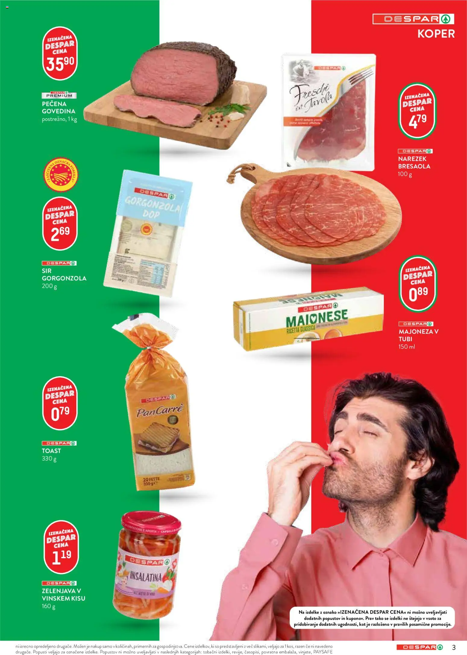 Novi Spar katalog ponudbe – veljaven od 22.04.2026 | Stran: 3 | Izdelki: Toast, Narezek, Zelenjava, Majoneza