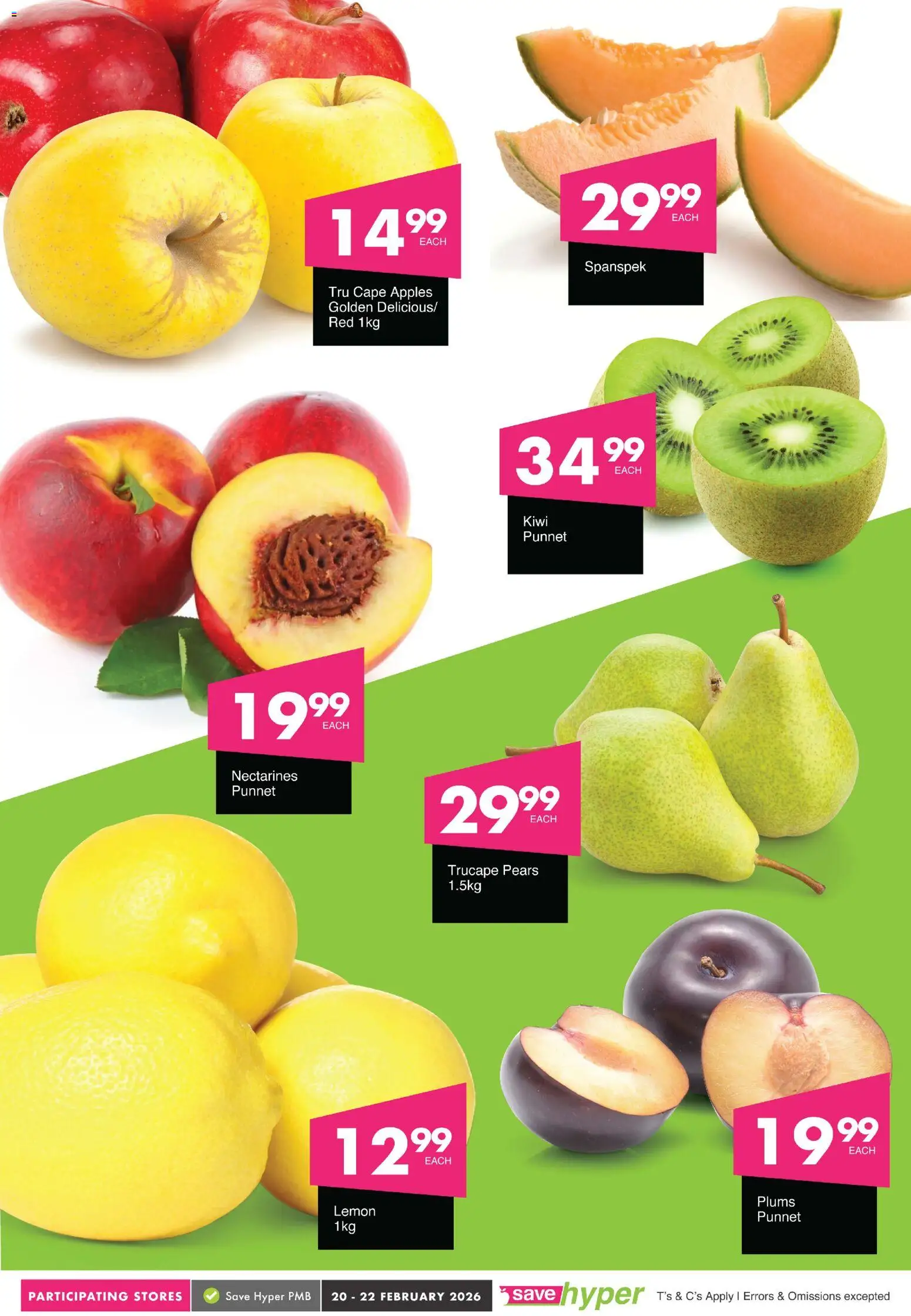 New Save catalogue – valid from 20.02.2026 | Page: 6 | Products: Pears, Apples, Lemon, Nectarines