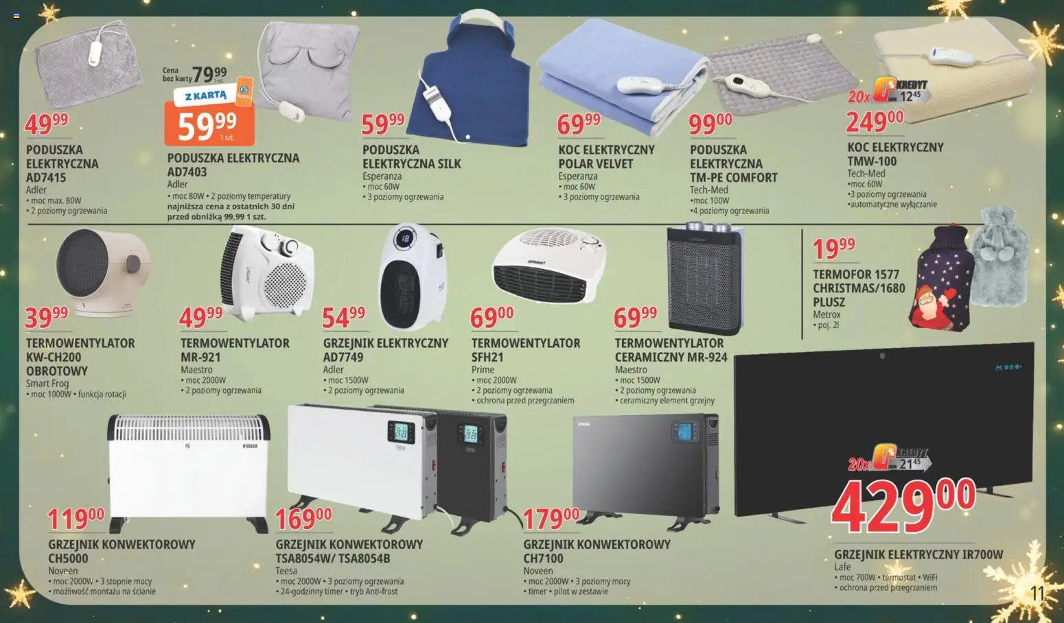 E.Leclerc Gazetka - Warszawa Bielany od 18.11.2025 | Strona: 11 | Produkty: Karta, Koc elektryczny, Poduszka, Koc