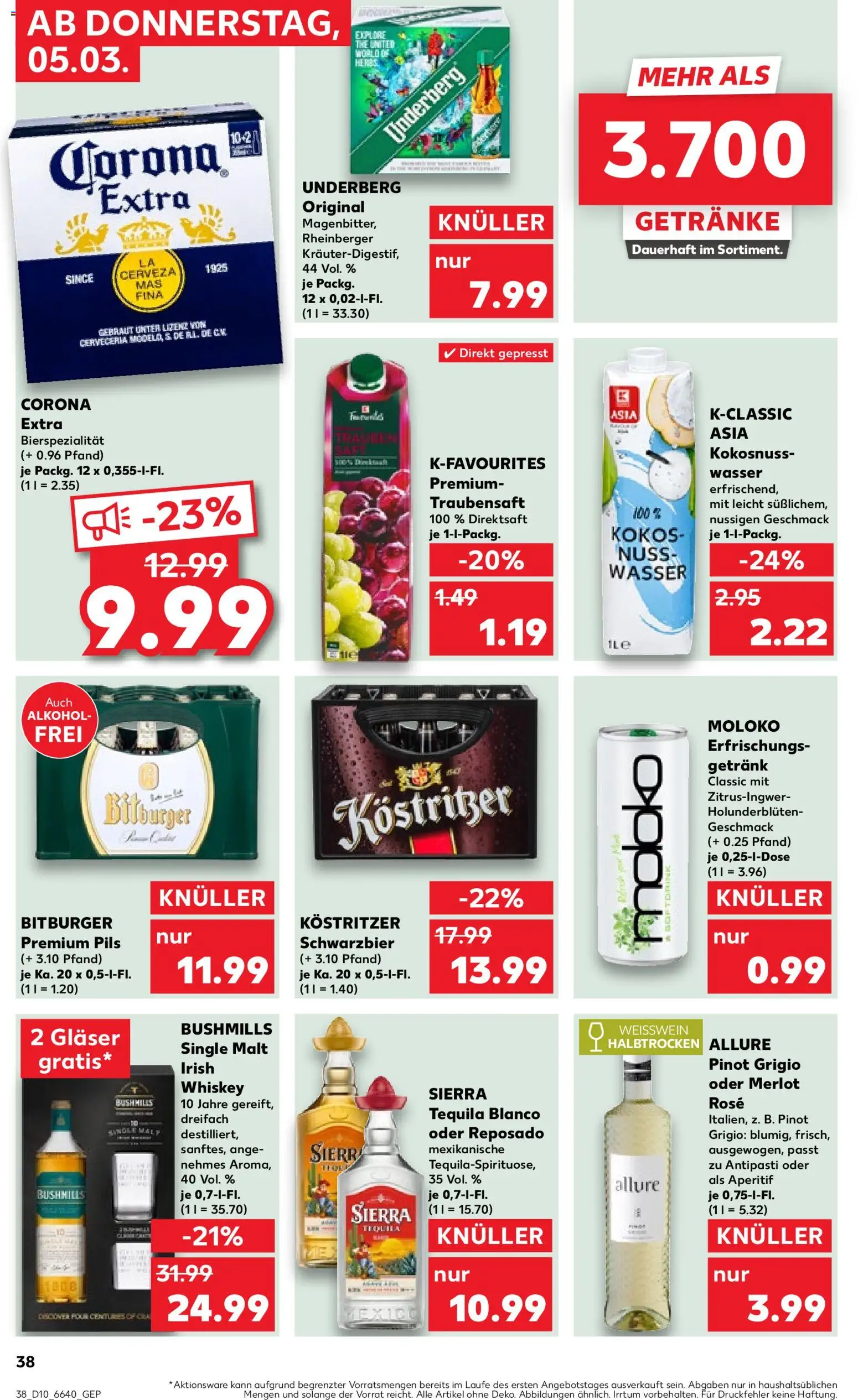 Kaufland Prospekt 	 – gültig ab 05.03.2026 | Seite: 38 | Produkte: Kostritzer, Merlot, Pils, Tequila