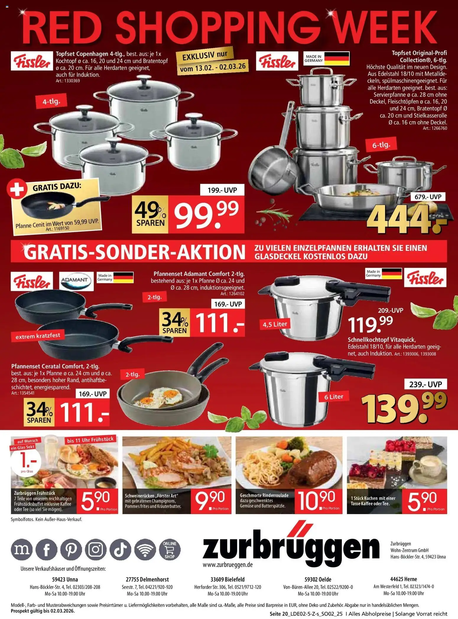 Zurbrüggen - Zurbrüggen: Red Shopping Week – gültig ab 13.02.2026 | Seite: 20 | Produkte: Kaffee, Schweinerucken, Kuchen, Uhr