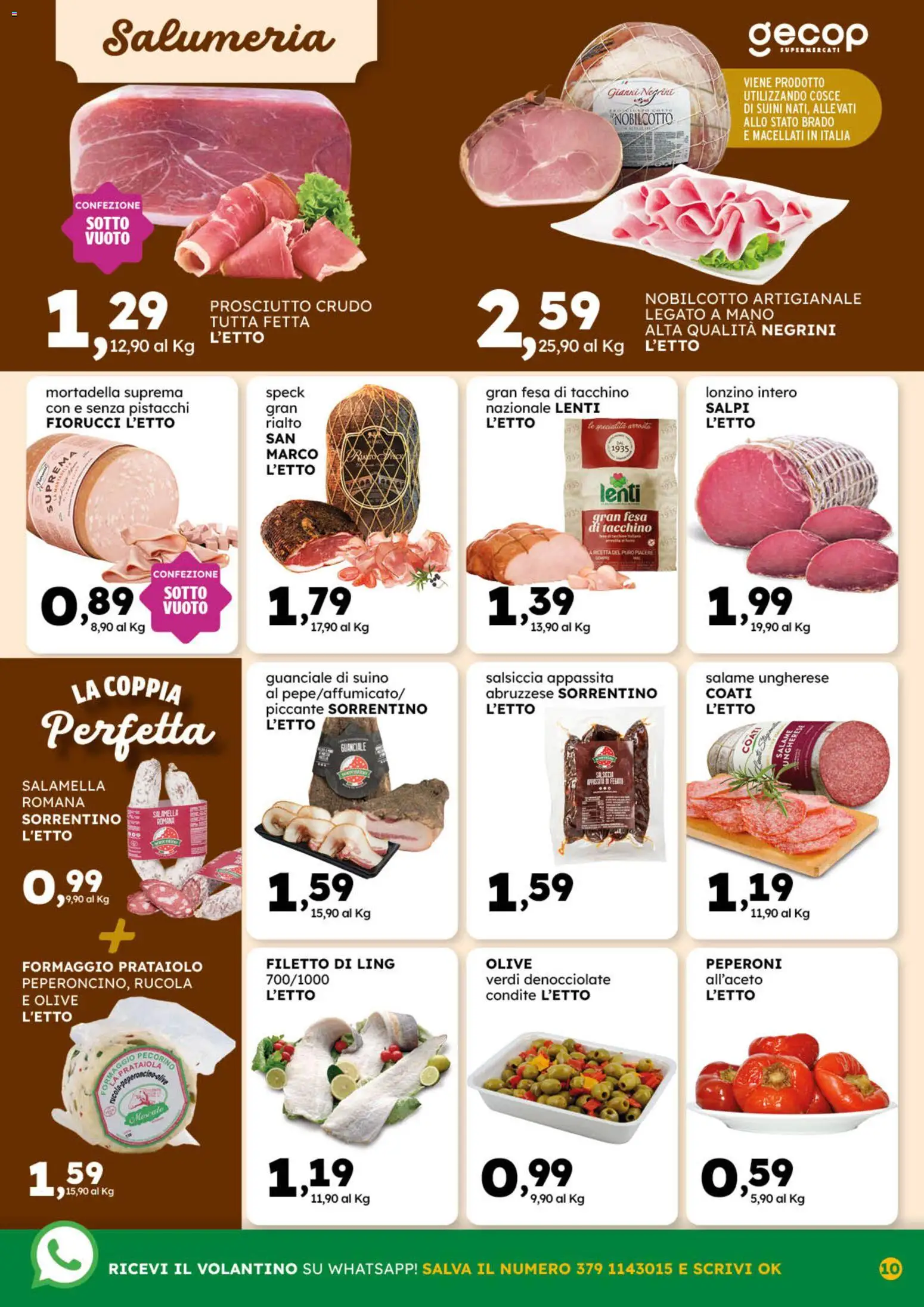 Volantino GECOP del 03.11.2025 | Pagina: 10 | Prodotti: Suino, Olive, Prosciutto, Mortadella