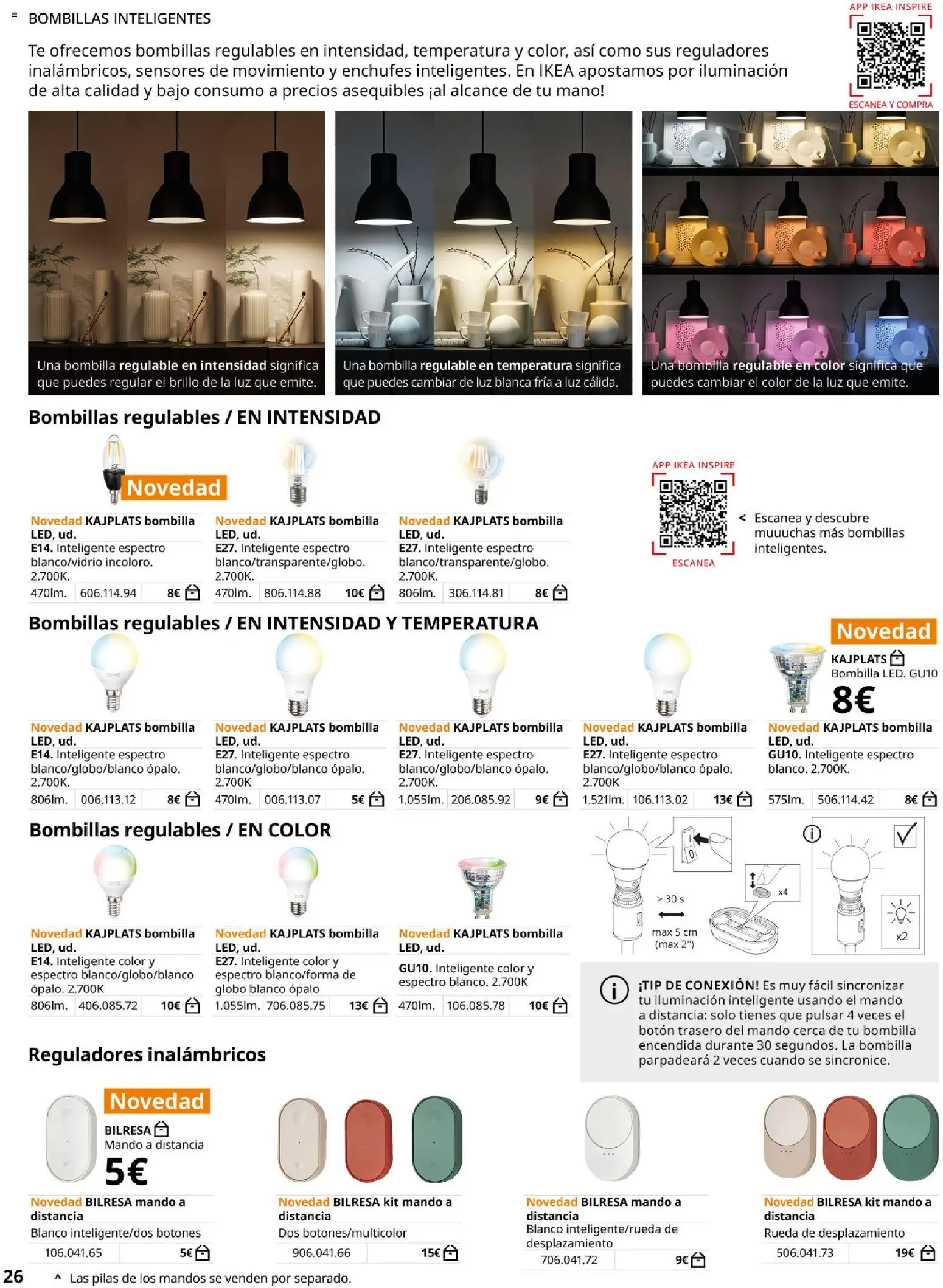 Catálogo IKEA Iluminación y hogar inteligente │ válido desde el 06.03.2026 | Página: 26 | Productos: Té, Bombilla, Galette de chaise