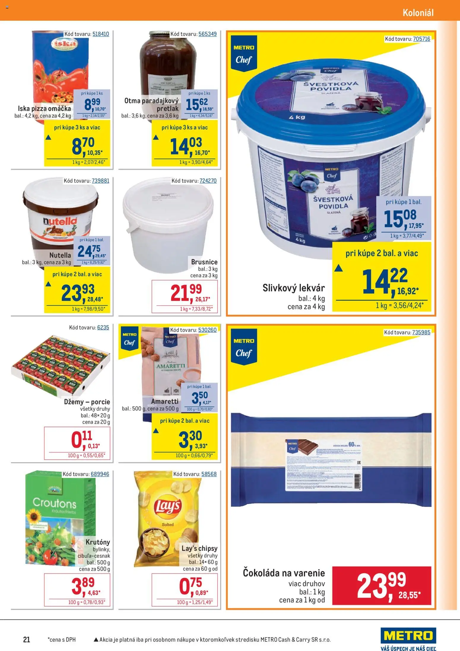 Nové Metro akcie – leták je platný od 10.12.2025 | Strana: 21 | Produkty: Pizza, Čokoláda, Chipsy, Nutella