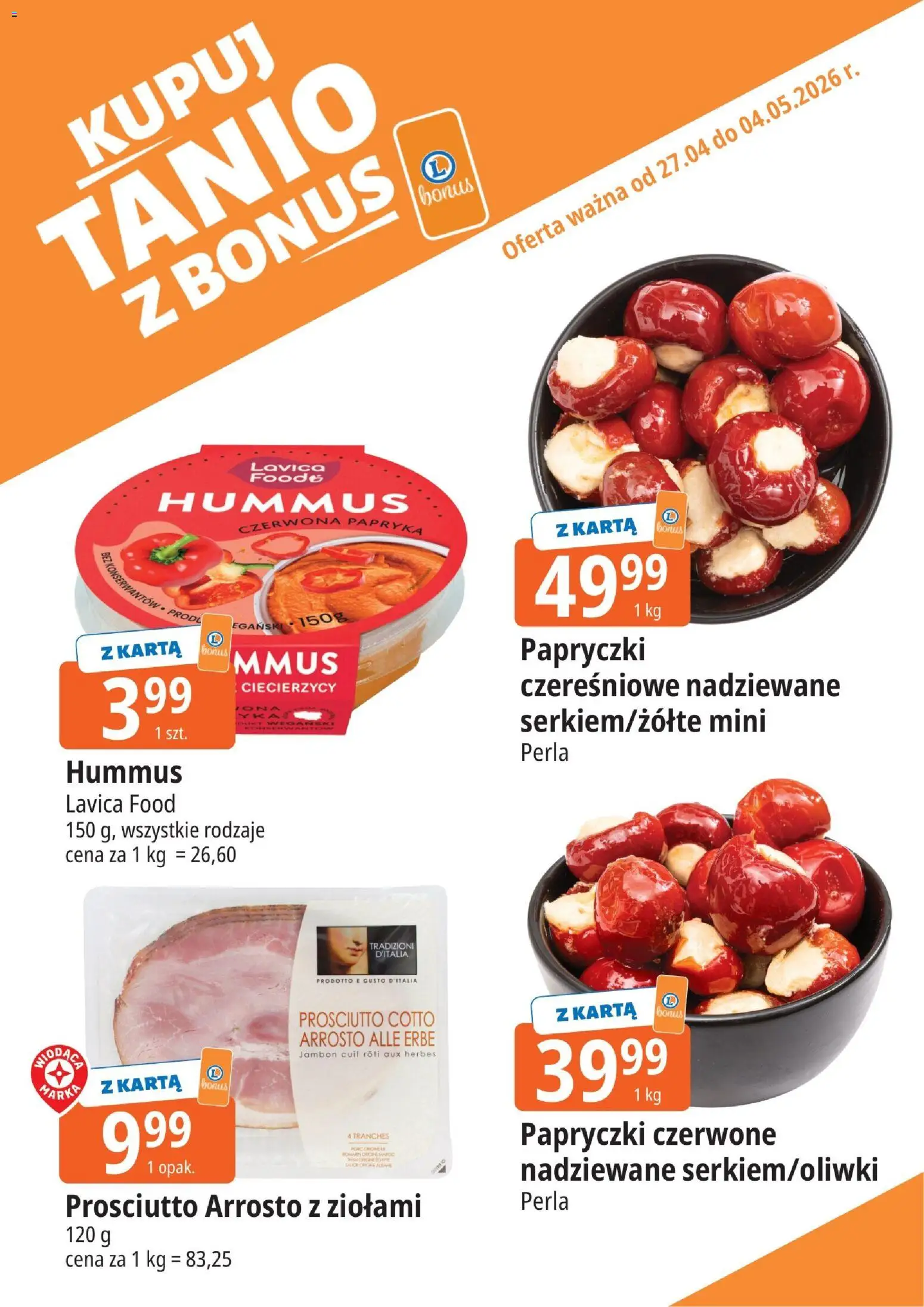 E.Leclerc gazetka - Radom kupony dodatkowe od 27.04.2026 | Strona: 10 | Produkty: Karta, Papryka, Hummus, Prosciutto